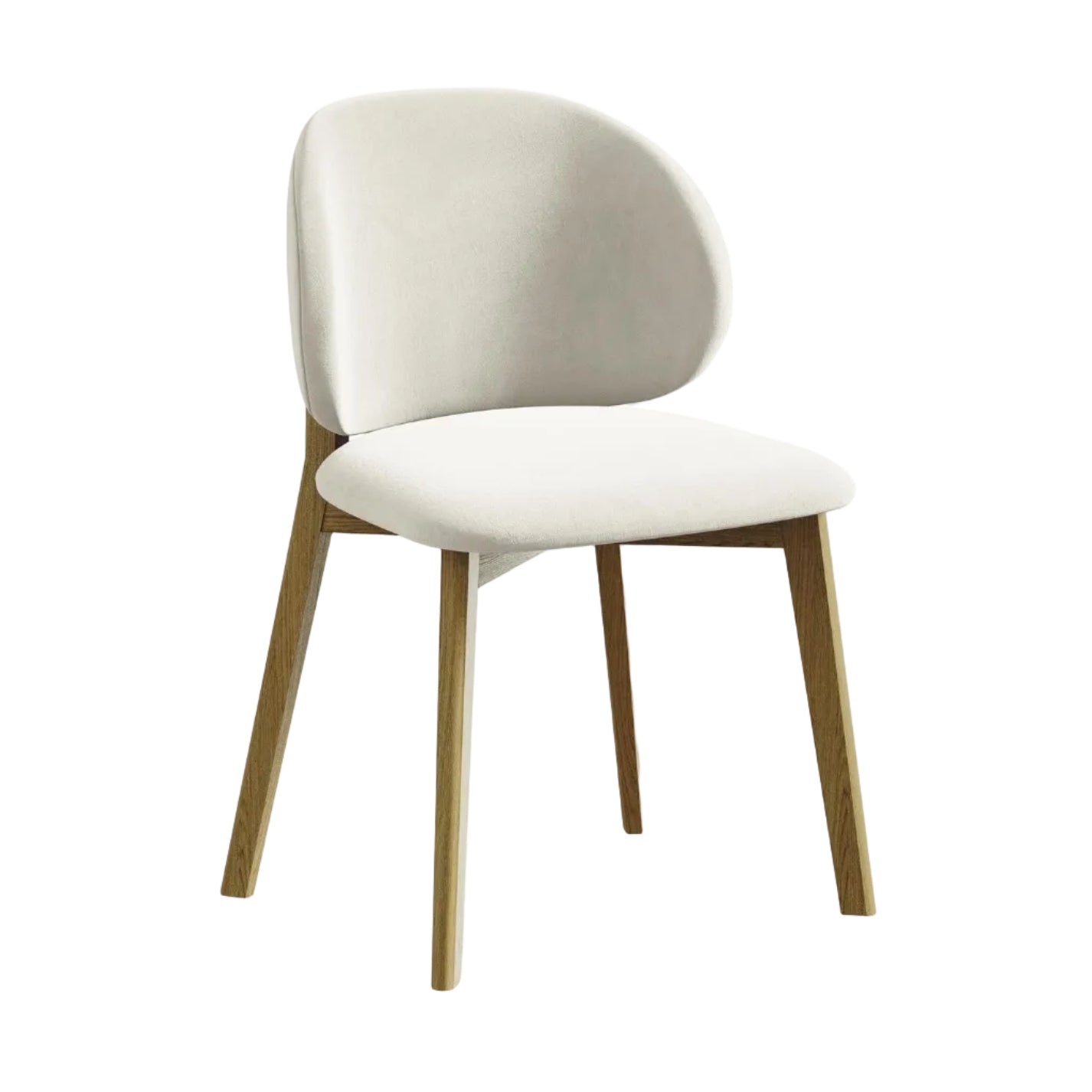 Velvet Chair PAHOA Light Beige with Beech Base