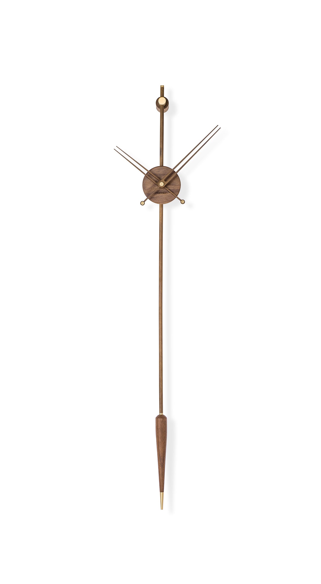 PUNTO Y COMA PREMIUM wall clock walnut wood with brass