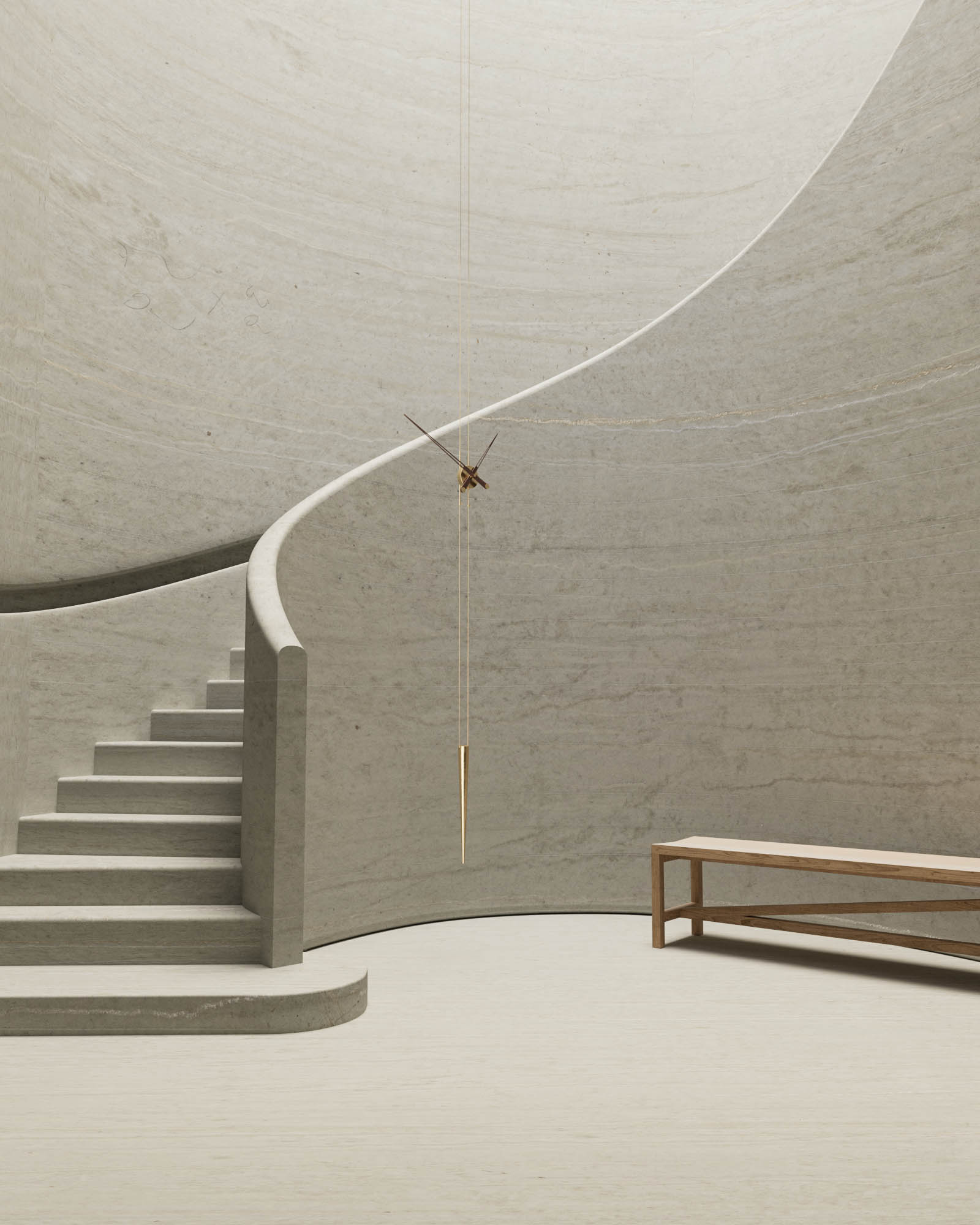 Zegar wiszący PENDULO drewno orzechowe z mosiężnym