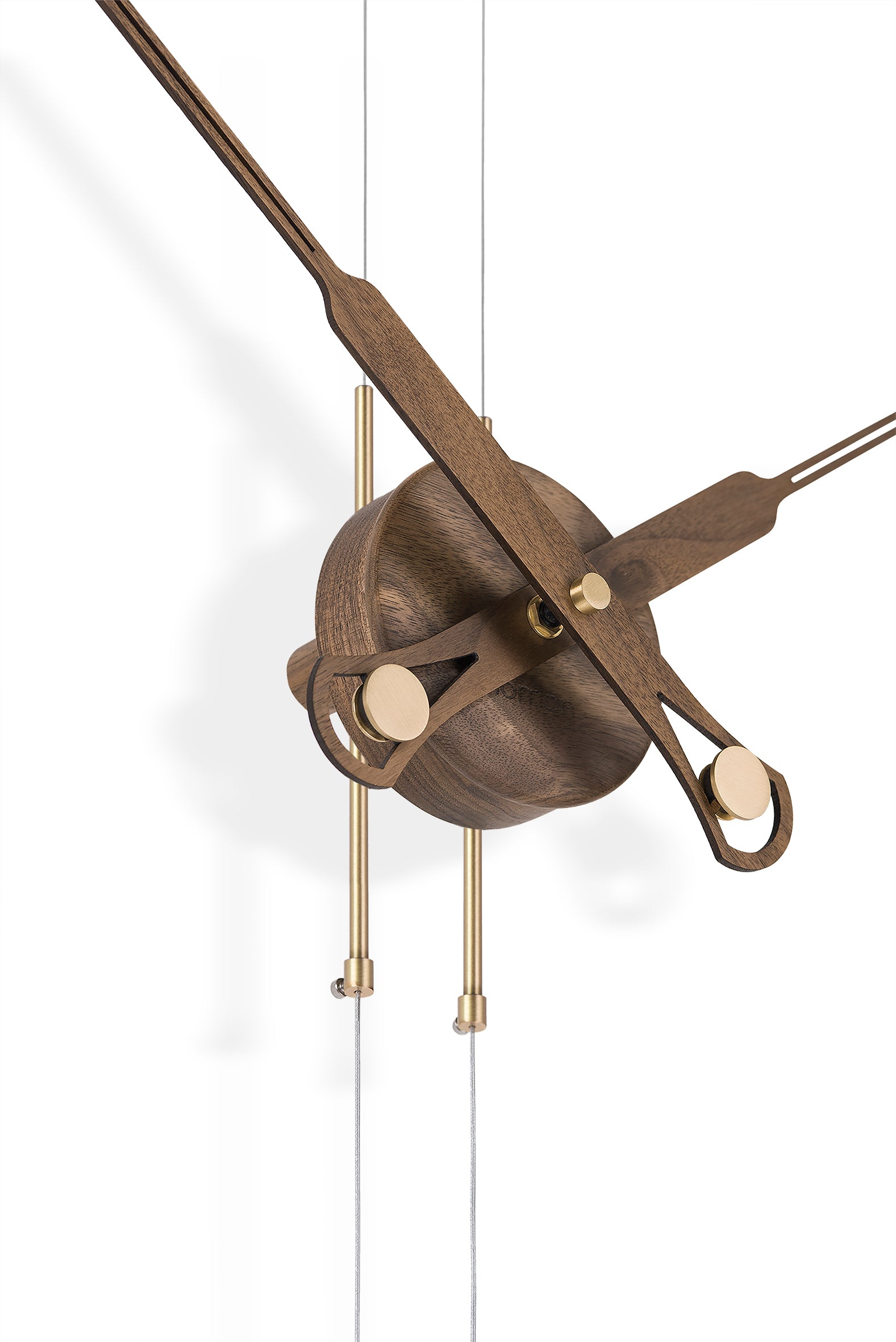PENDULO PREMIUM wall clock walnut wood with brass finish