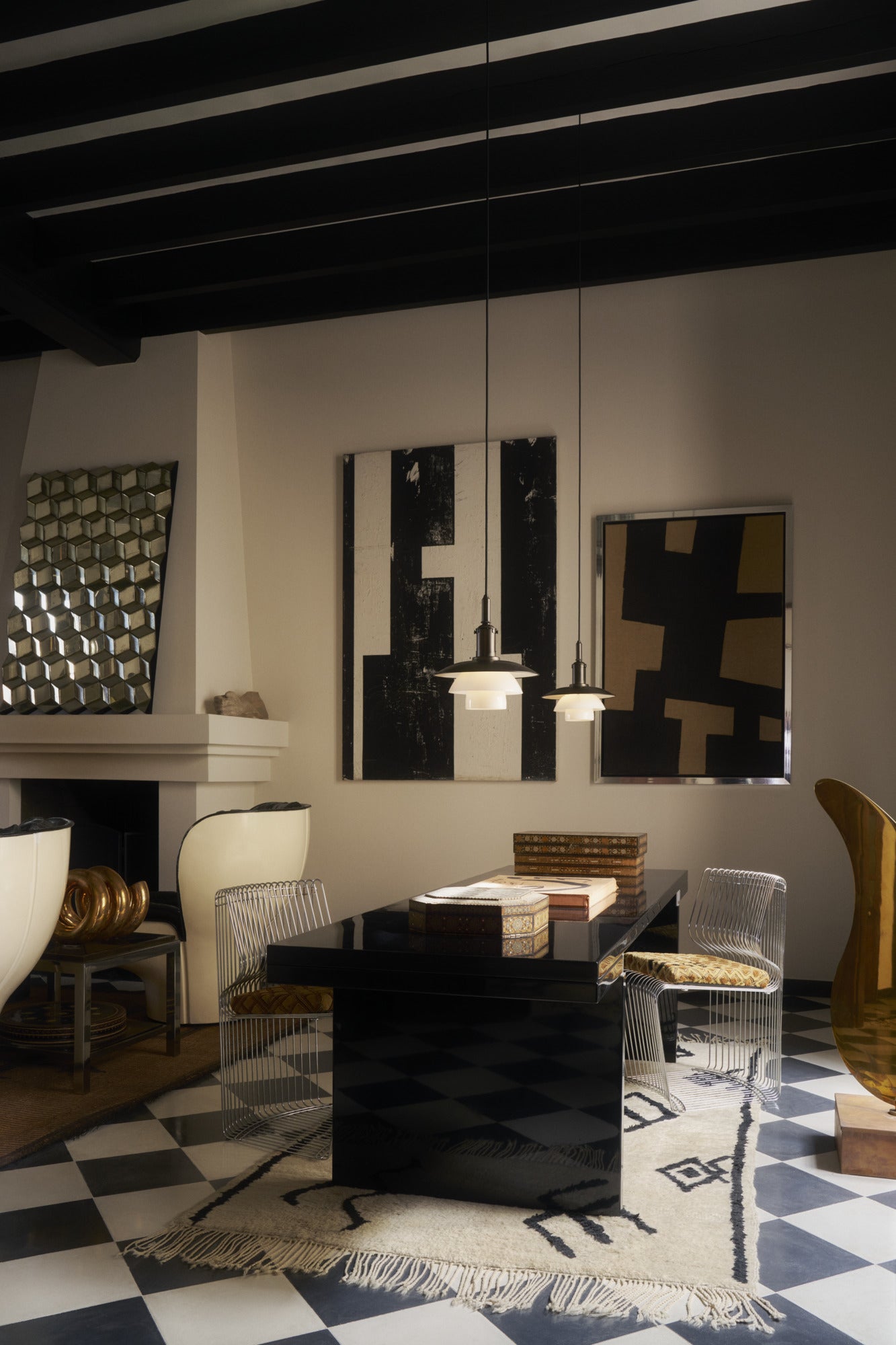 Lampa wisząca PH 3/3 biały z czarnym matowym wykończeniem