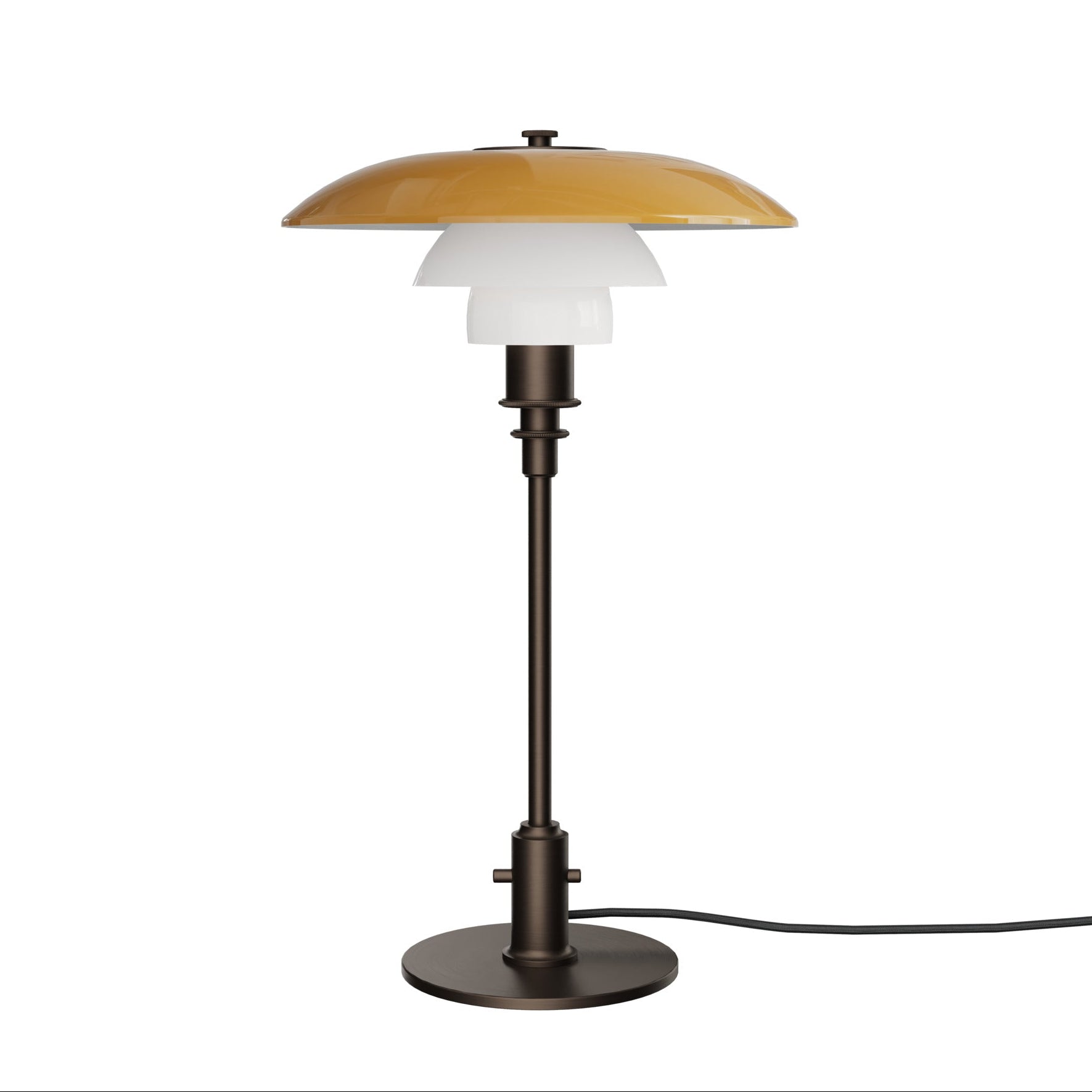 Lampa stołowa PH 3/2 - edycja stulecia biały z pomarańczowym z brązową podstawą