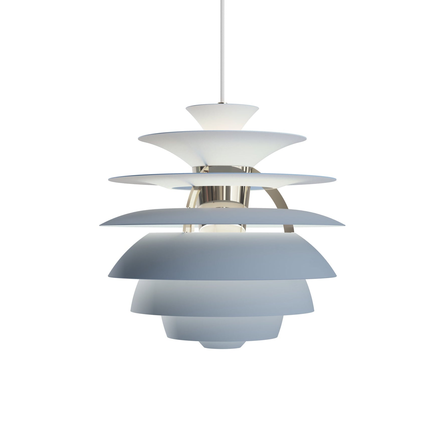 PH SNOWBALL pendant lamp dirty blue with chrome finish