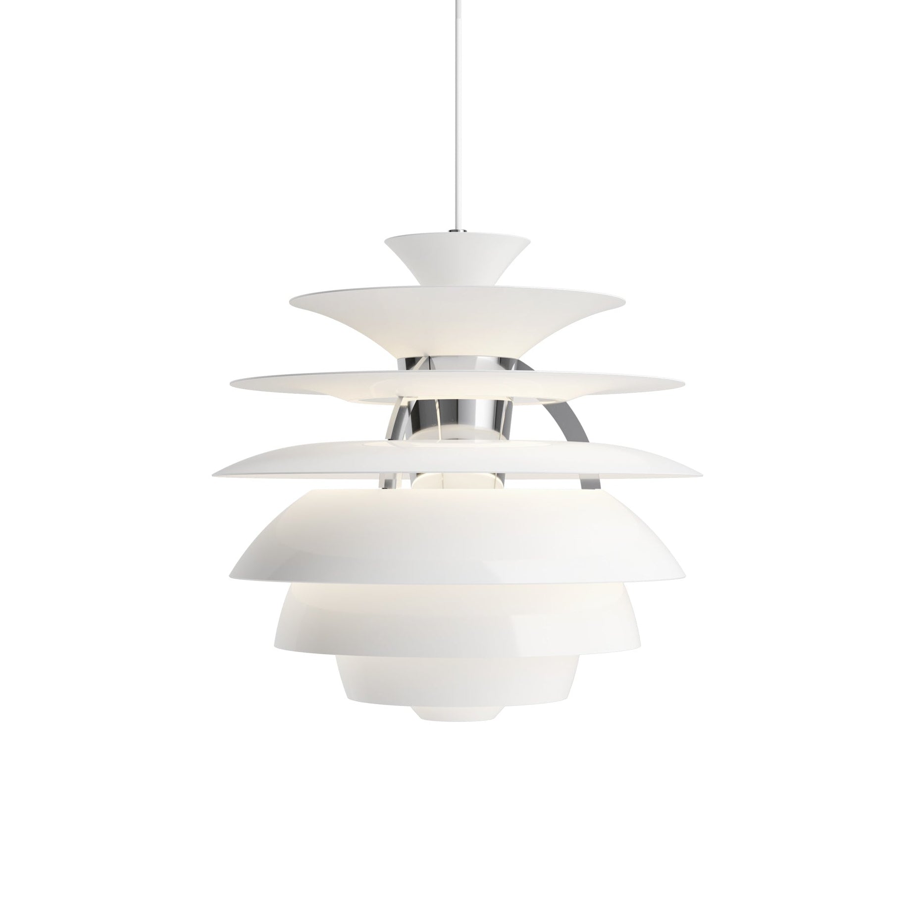 Pendant lamp PH SNOWBALL white with chrome finish