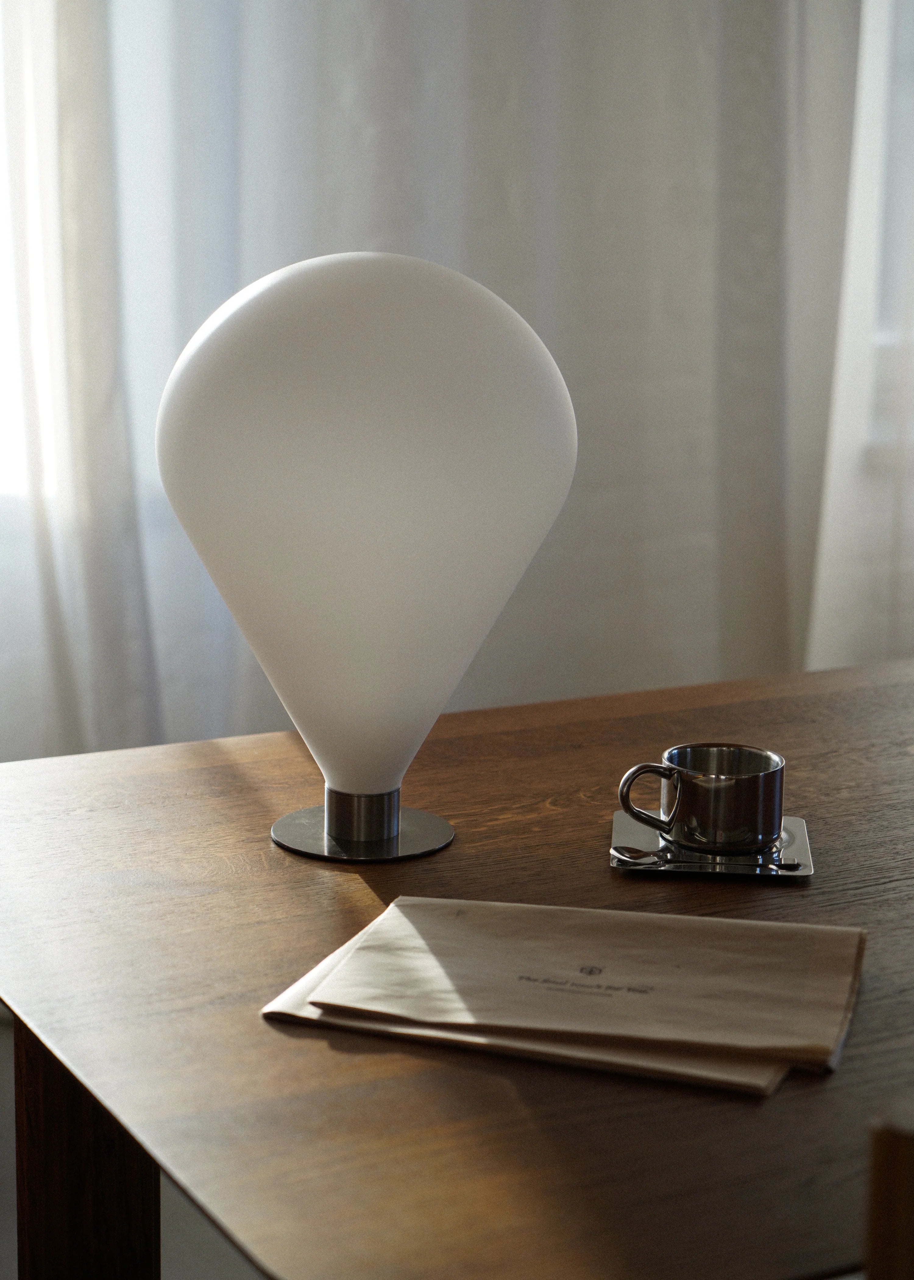 Table lamp ELY white shade with silver base