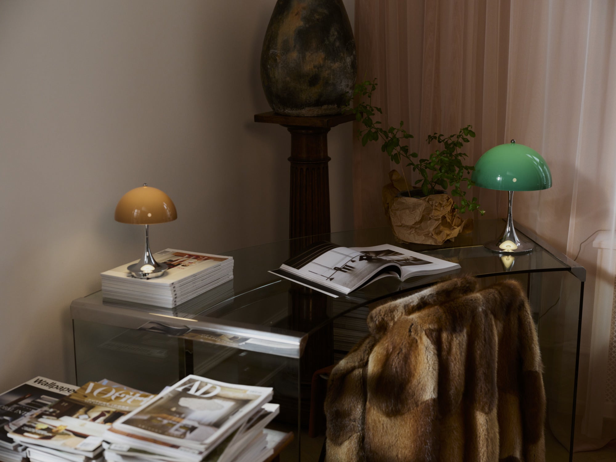 Portable Lamp PANTHELLA 250 green with chrome base