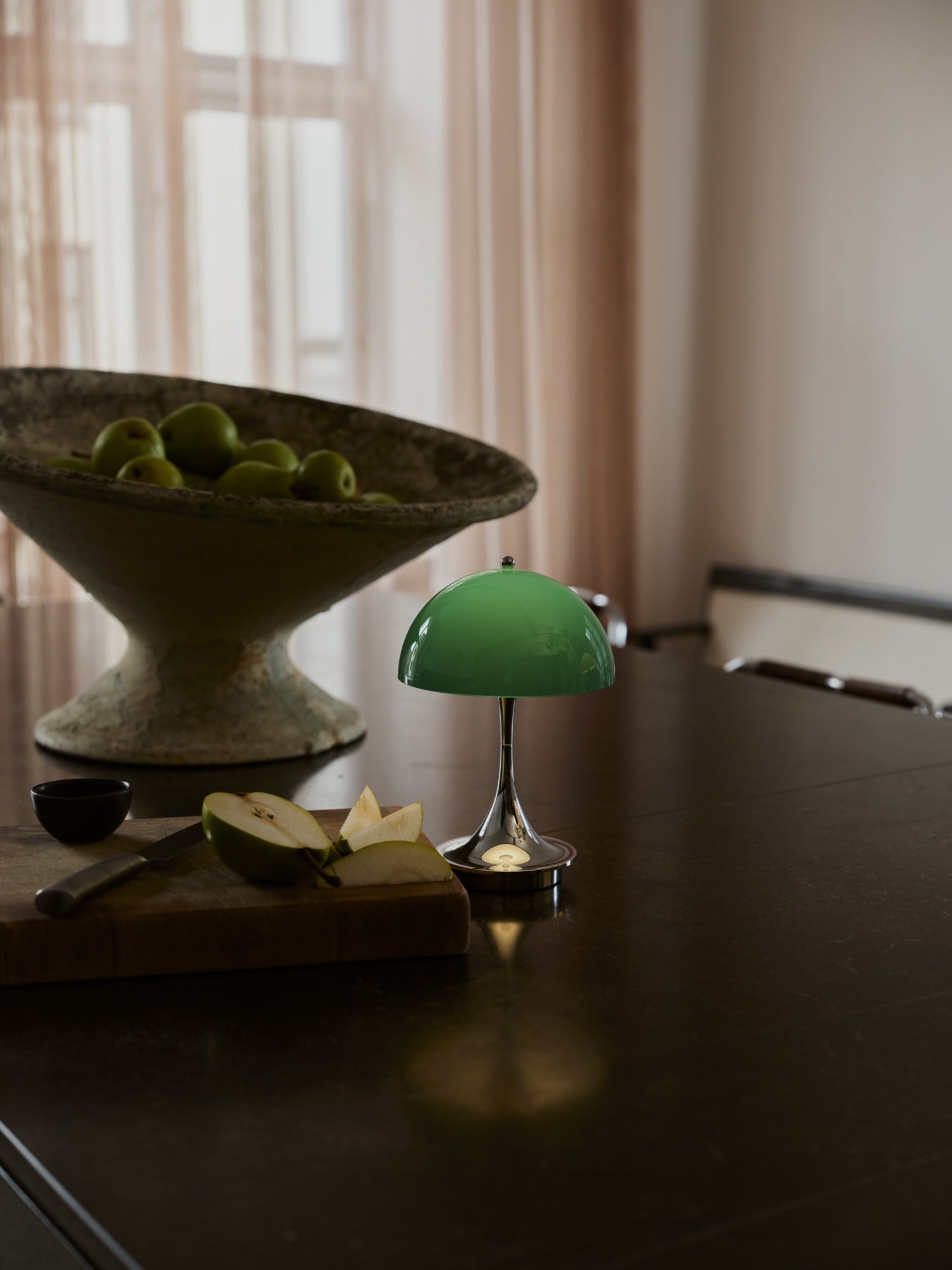 Portable Lamp PANTHELLA 160 green with chrome base