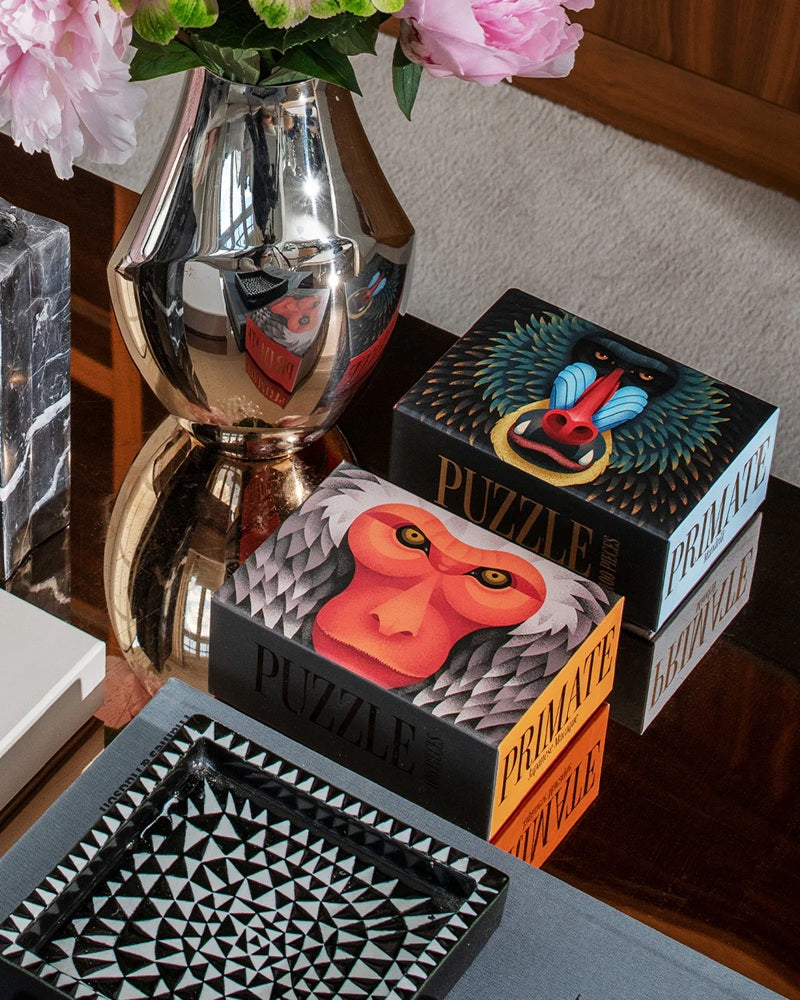 Mandrill Puzzle Black with Blue