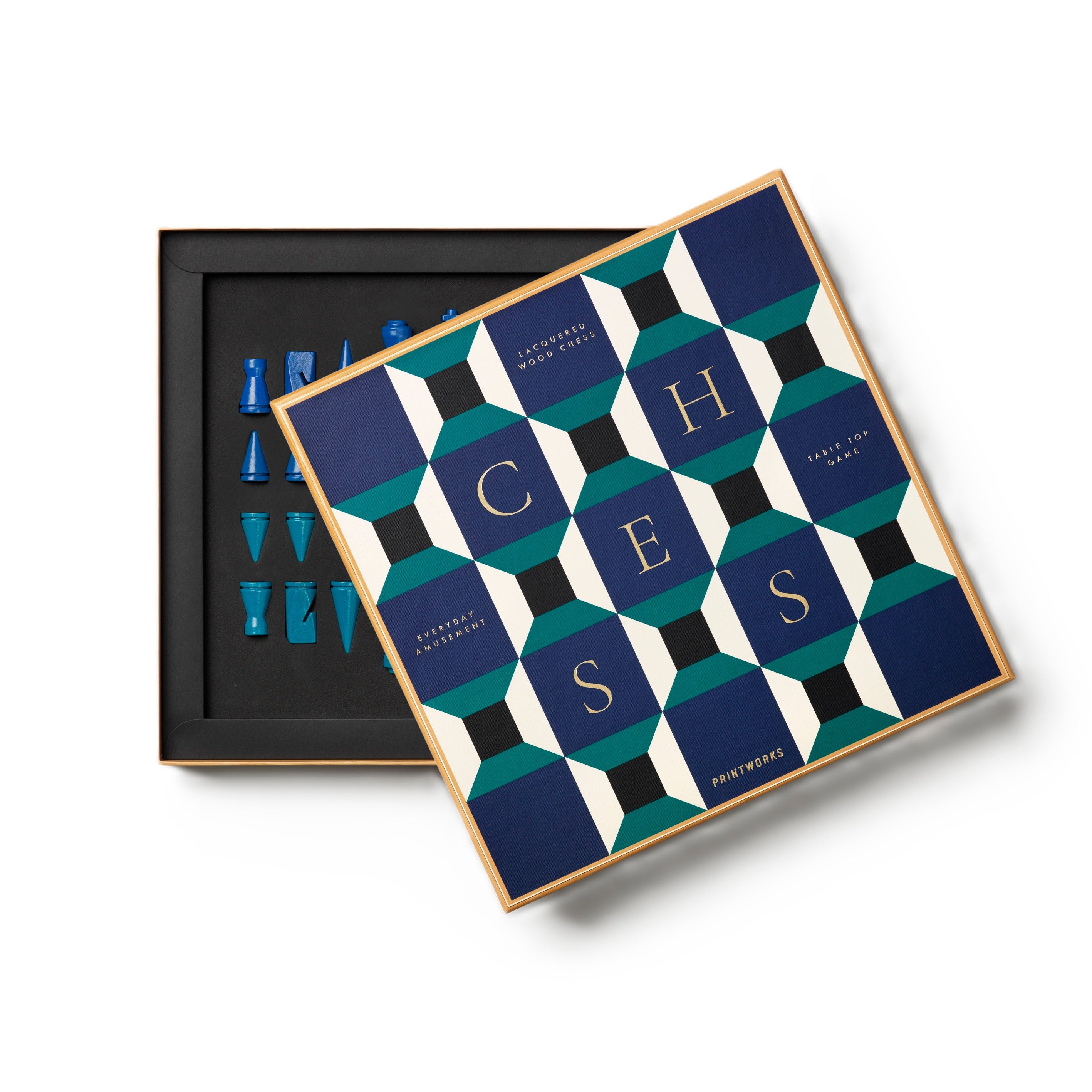 LACQUERED CHESS SET ATHENA blue