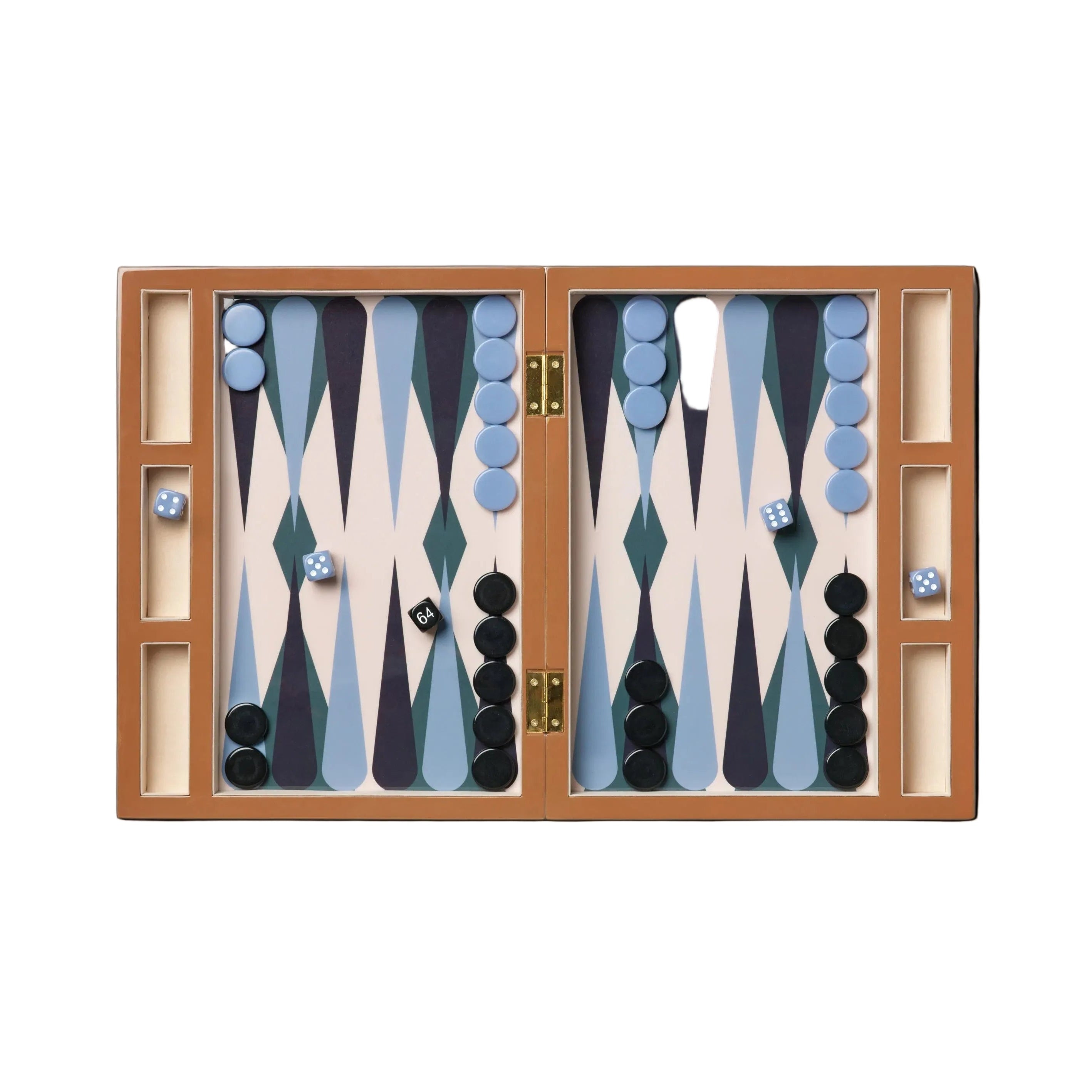 Backgammon-Spielset LACQUERED BACKGAMMON braun mit blau