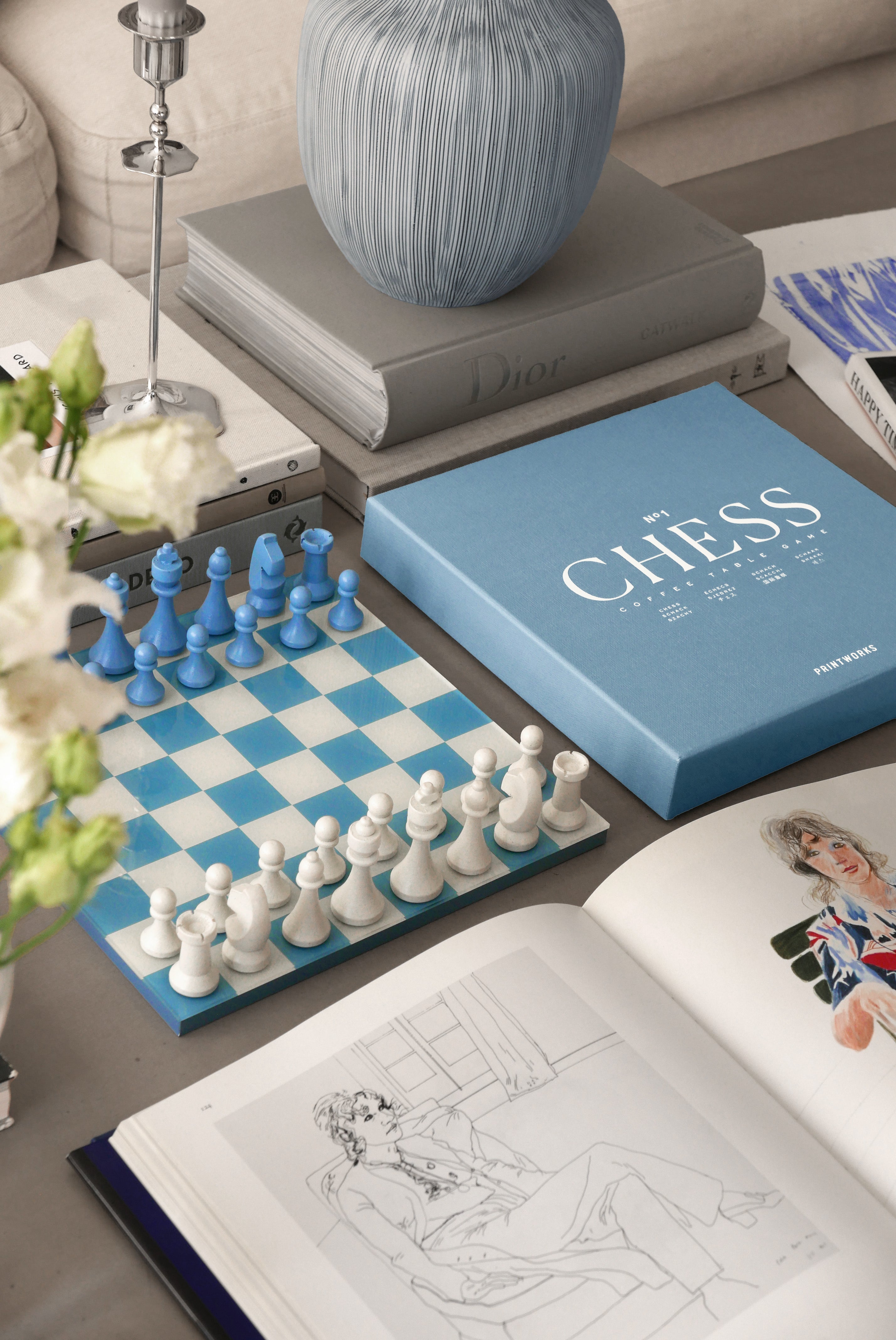 Schachspiel-Set CHESS CLASSIC blau