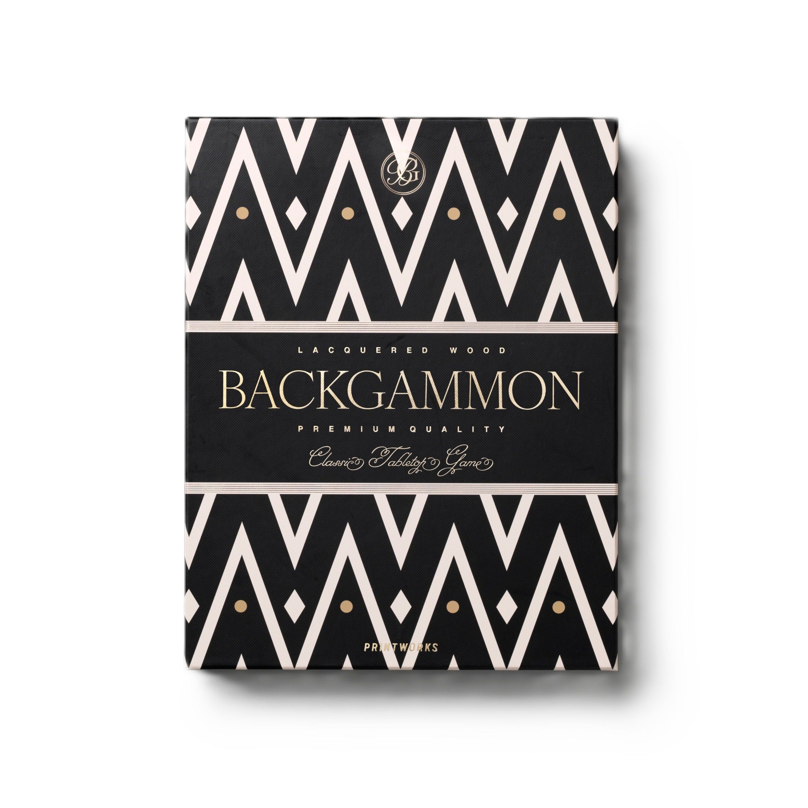 Lacquered Backgammon Set Black with White