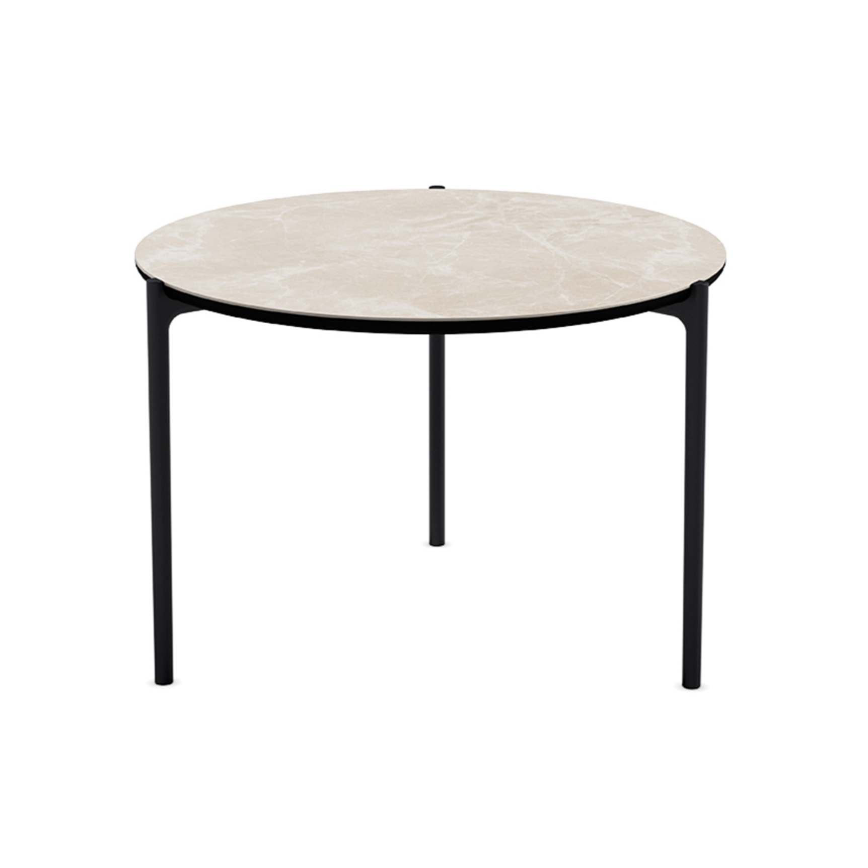 Beistelltisch rund SAVOYE beige Keramik mit schwarzem Fuß