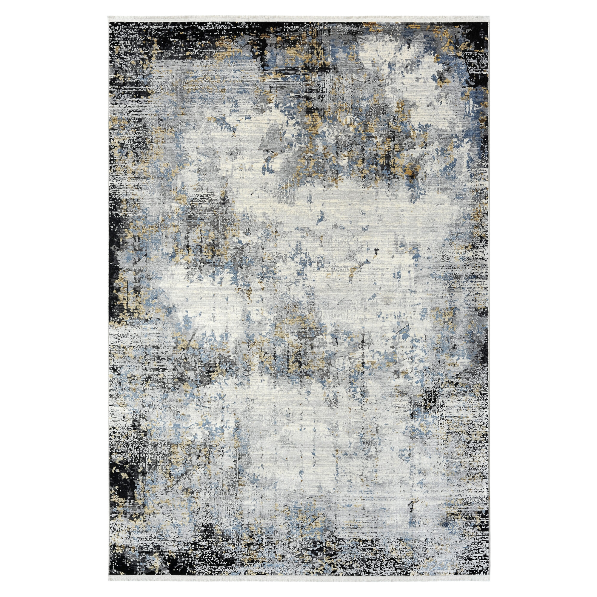 ROYAL black rug with gray and beige