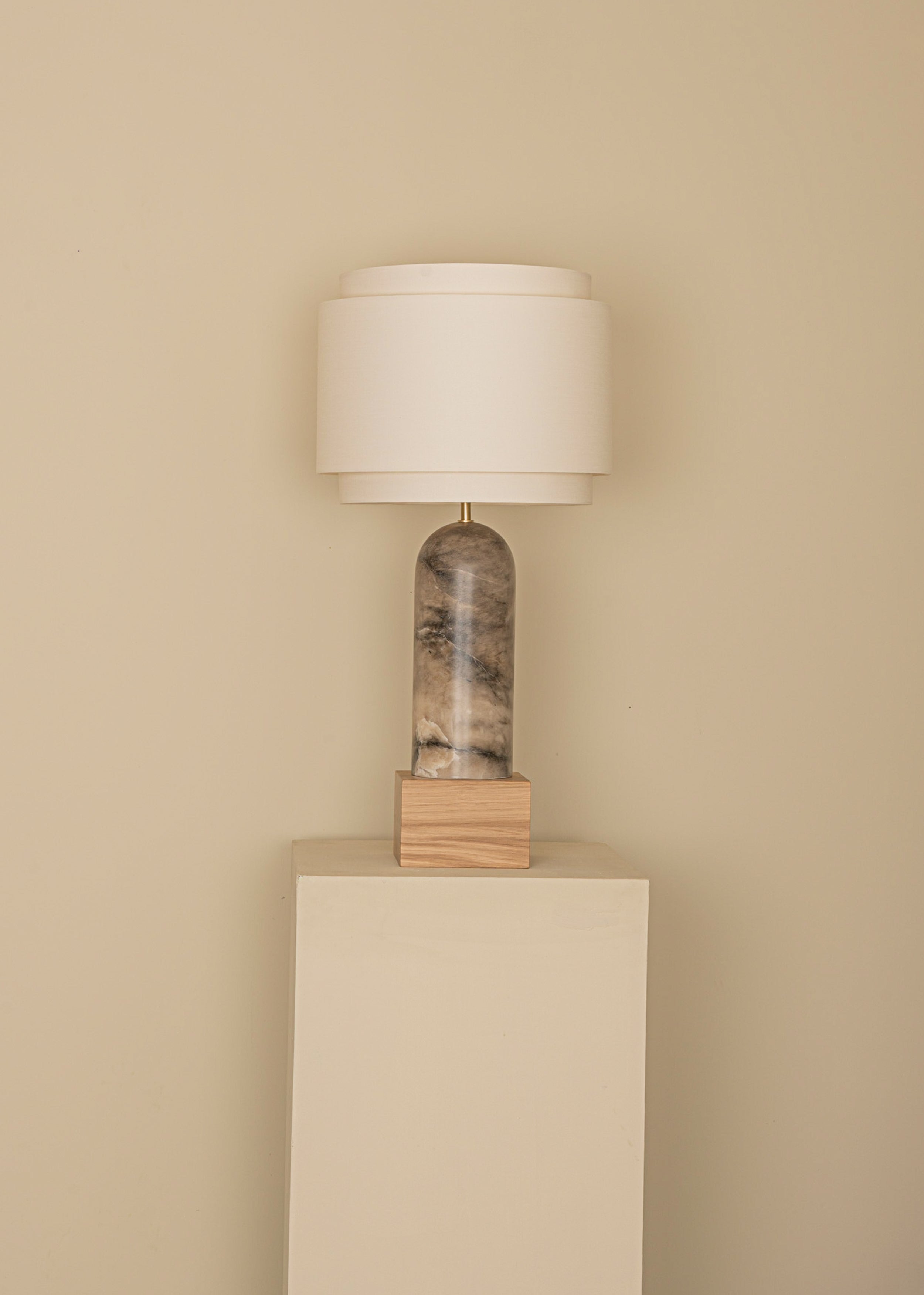 Lampa stołowa PURA KELO DOUBLE ciemny beżowy alabaster
