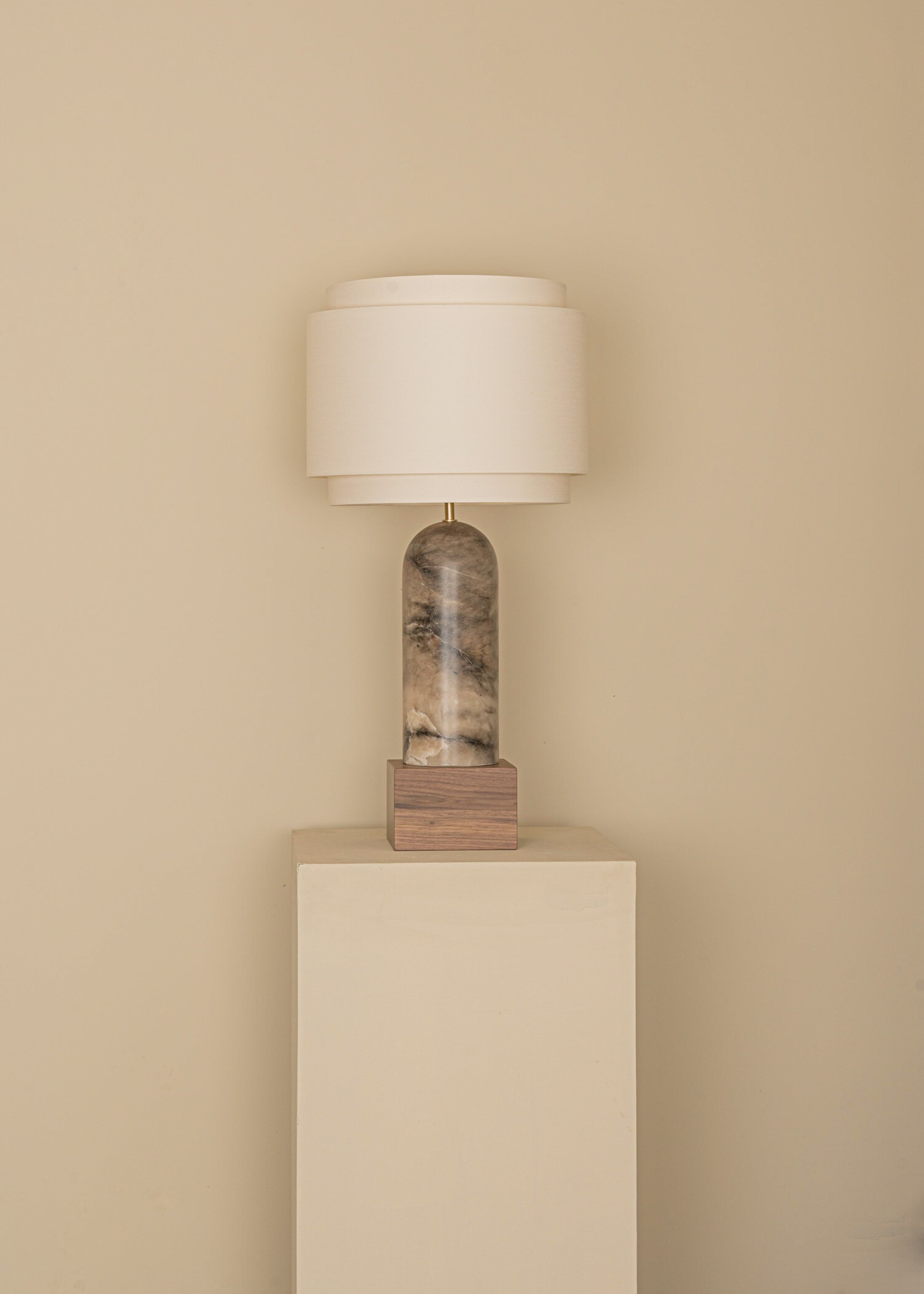 Lampa stołowa PURA KELO DOUBLE ciemny beżowy alabaster