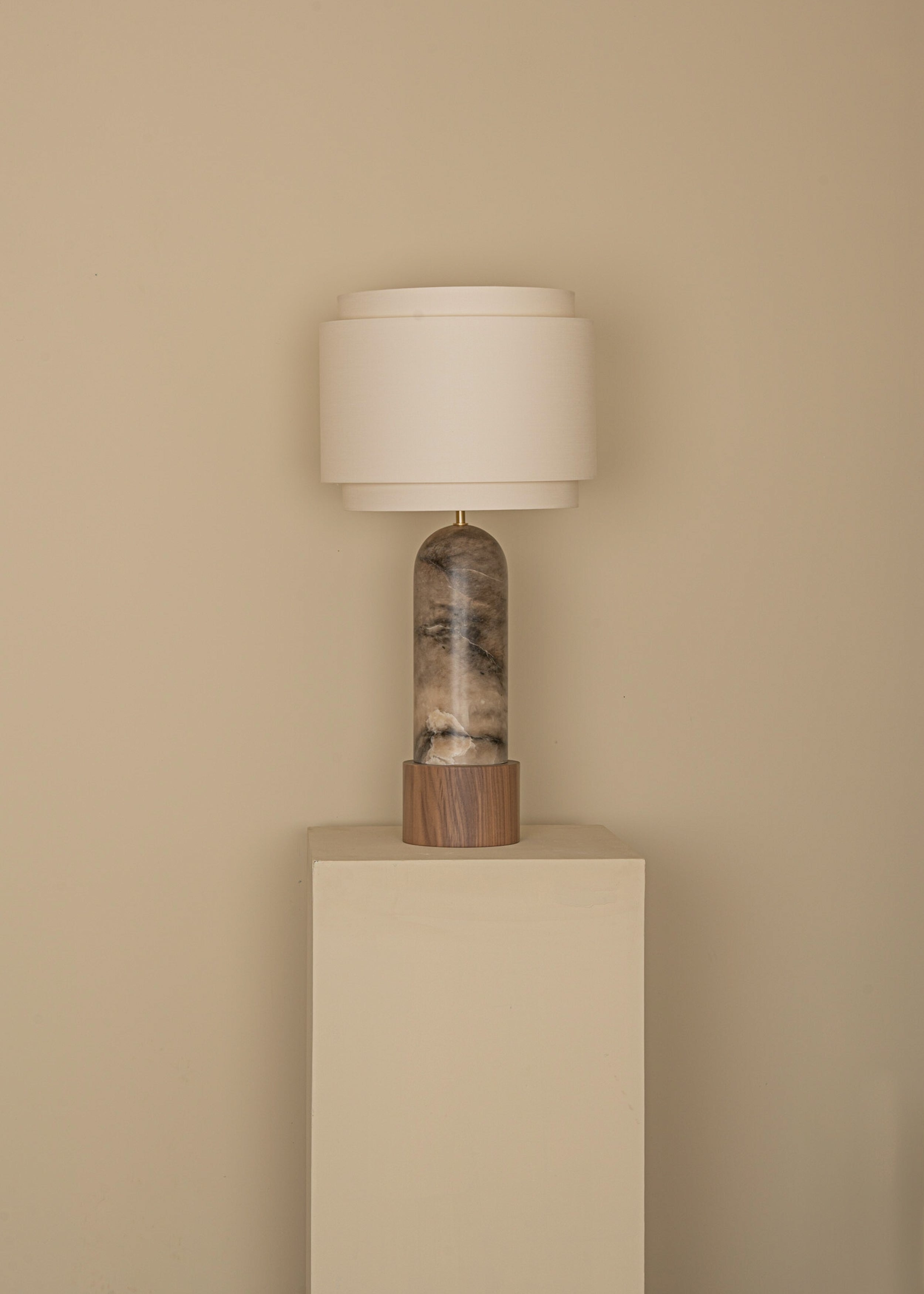 Lampa stołowa PURA KELO DOUBLE ciemny beżowy alabaster