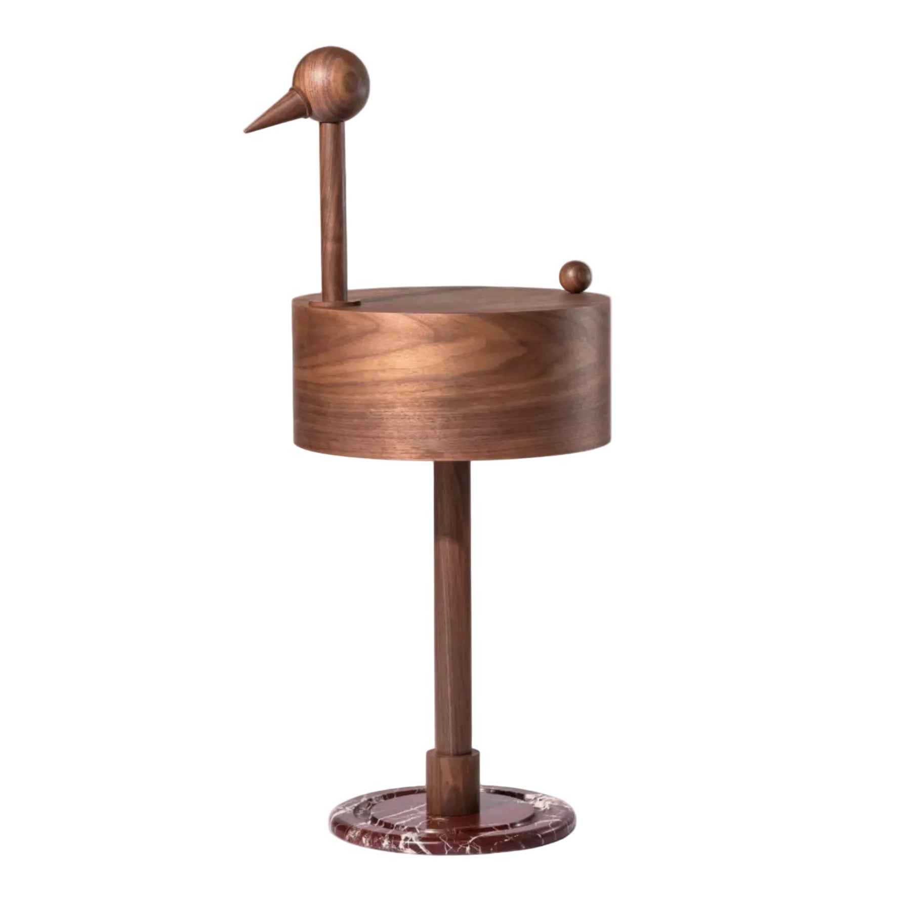 RARA AVIS Walnut Veneer Side Table with Marble Base