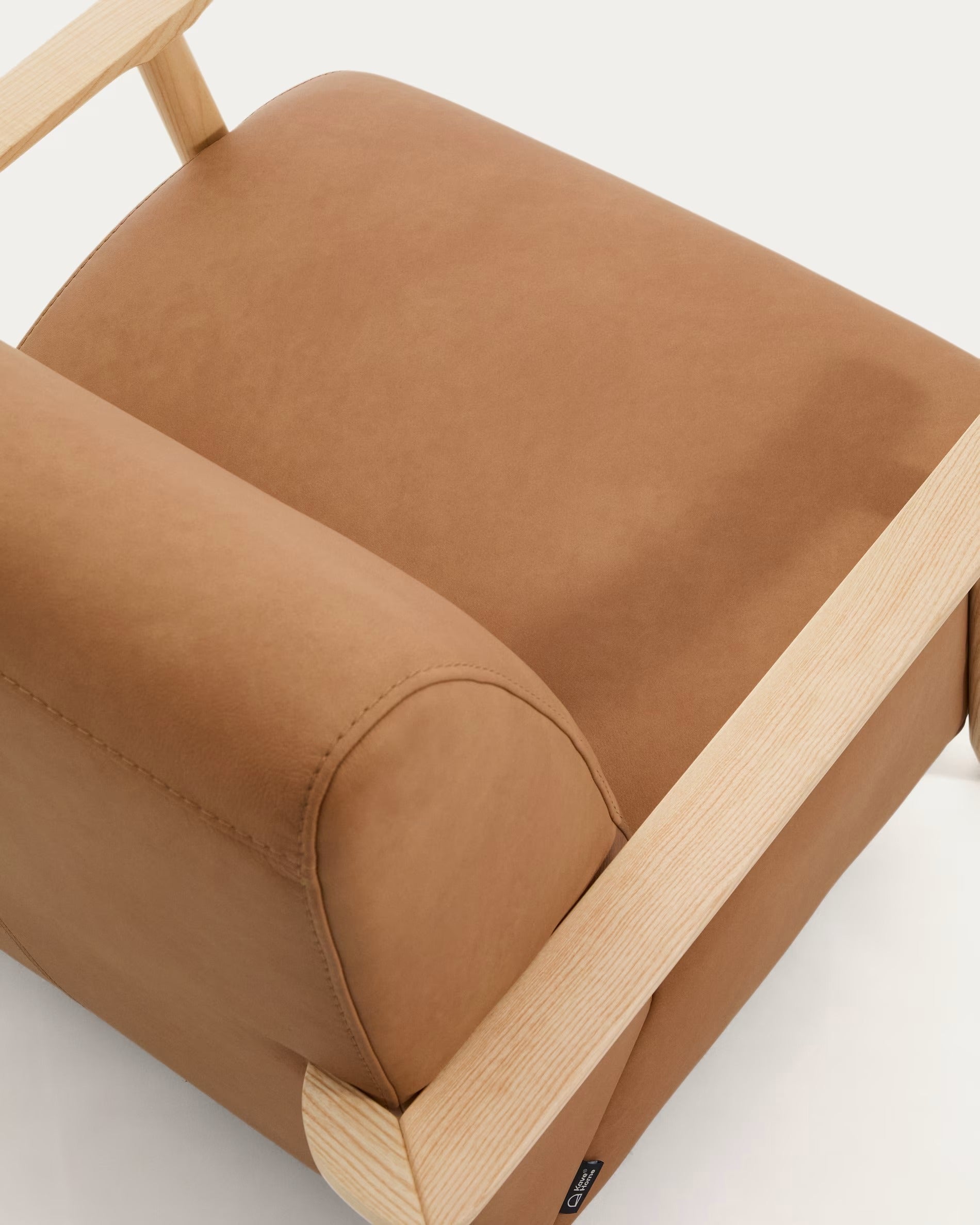 MEGHAN Armchair brown leather with ash base