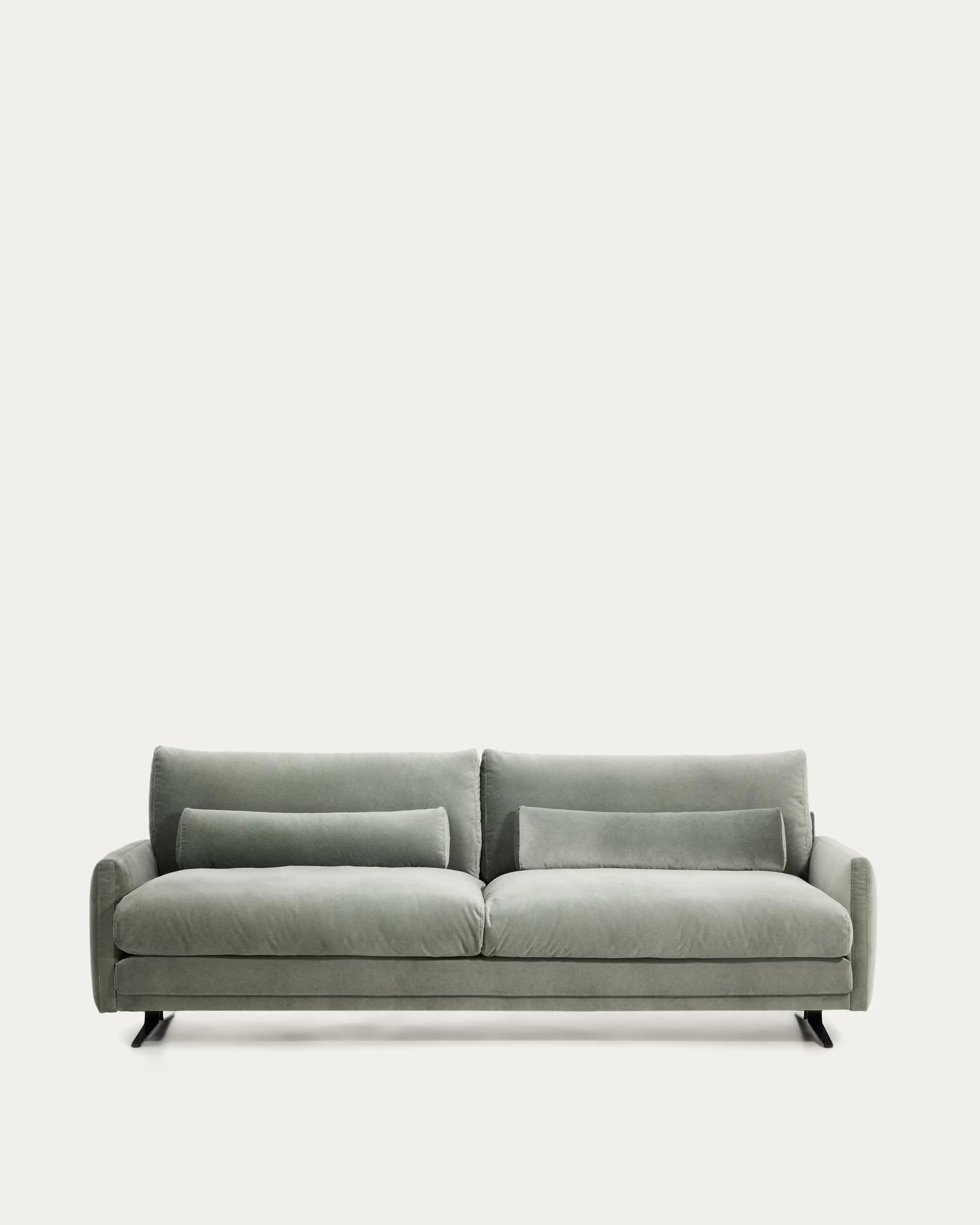 Sofa 3-osobowa VELIRO zielony z czarną podstawą