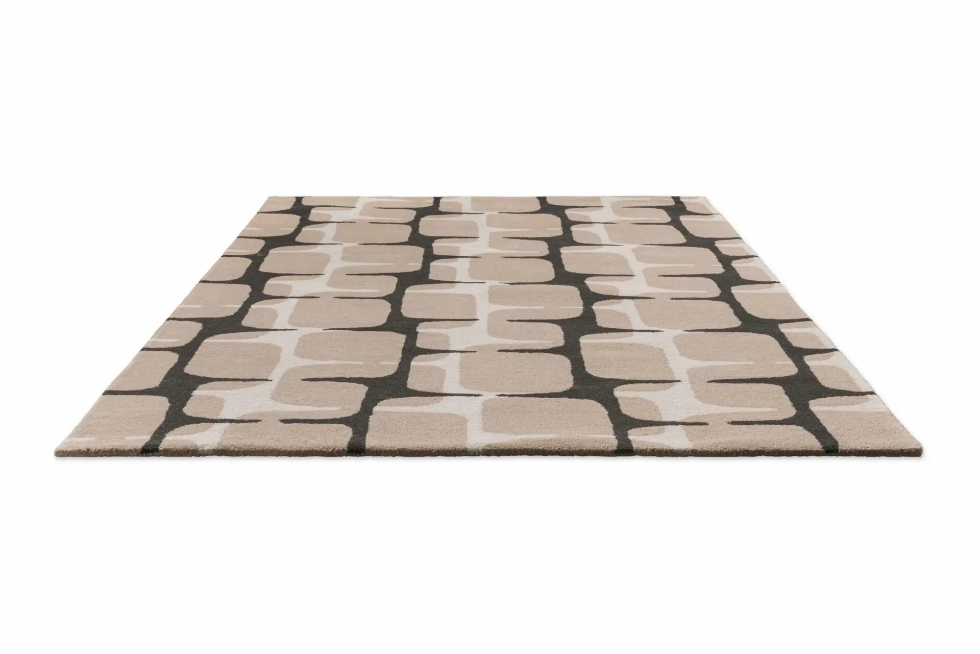 LOHKO SKY Beige Rug with Black and Coffee