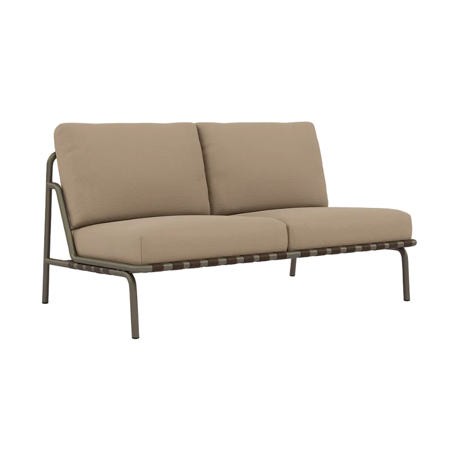 Outdoor 2-seater Sofa SETTLE brown with taupe base [Amelia]