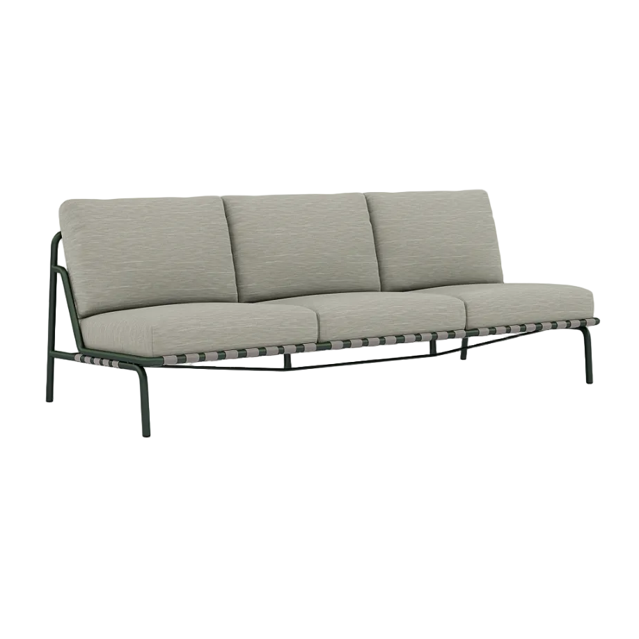 3-Seater Outdoor Sofa SETTLE Gray with Green Base [Amelia]