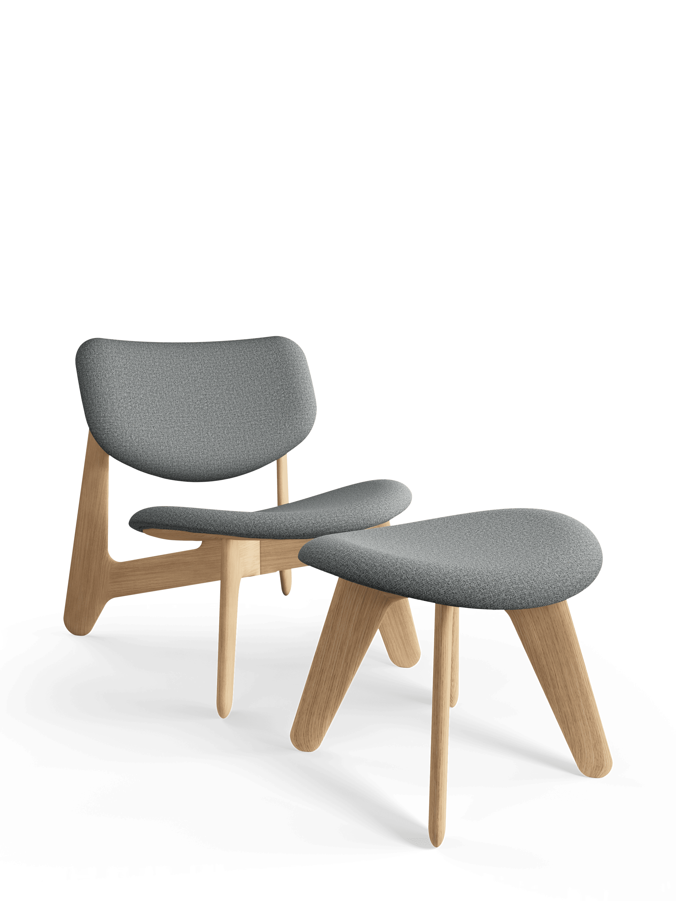 SLAB Armchair Gray with Oak Base