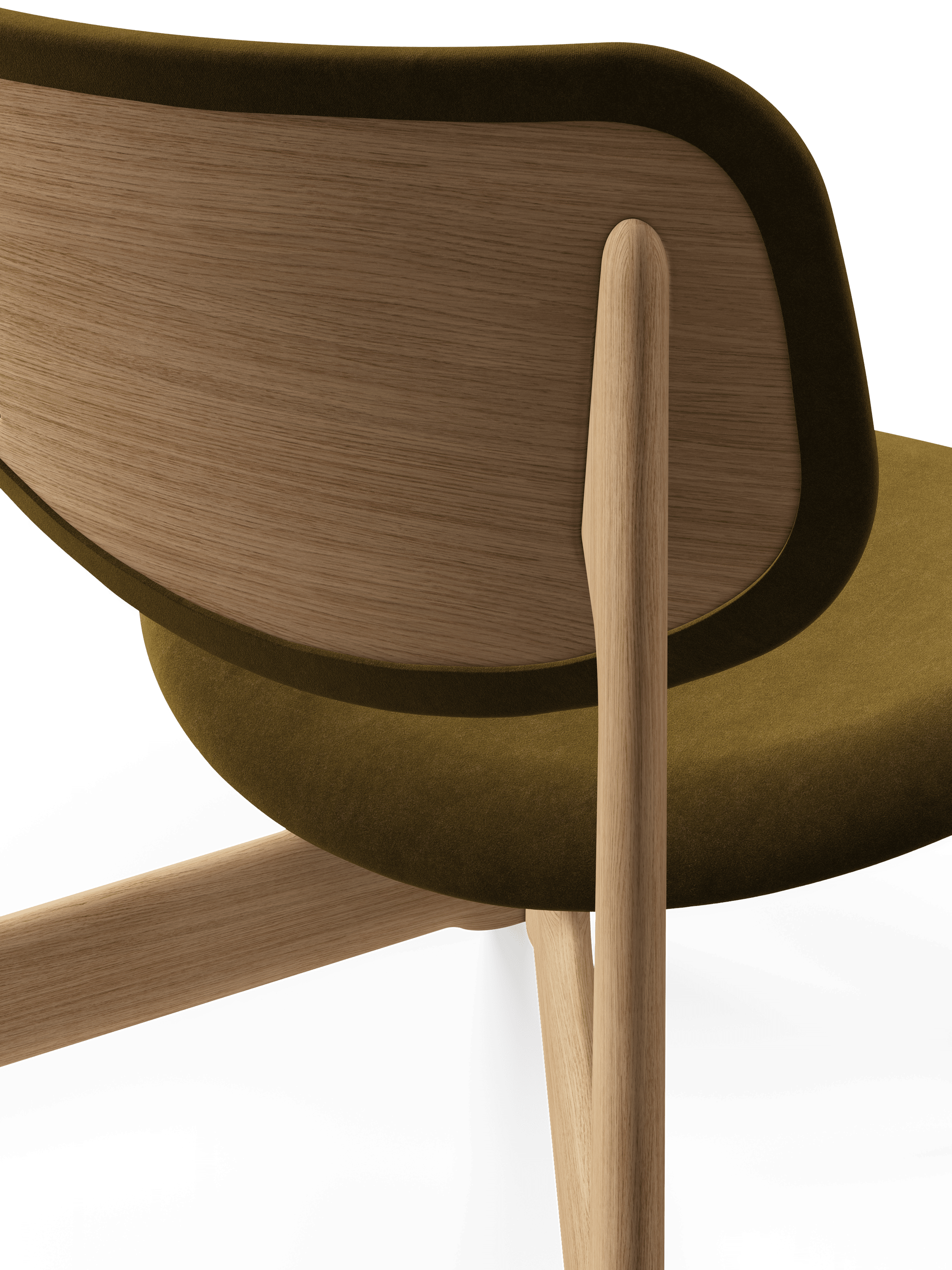 SLAB Armchair in Khaki with Oak Base