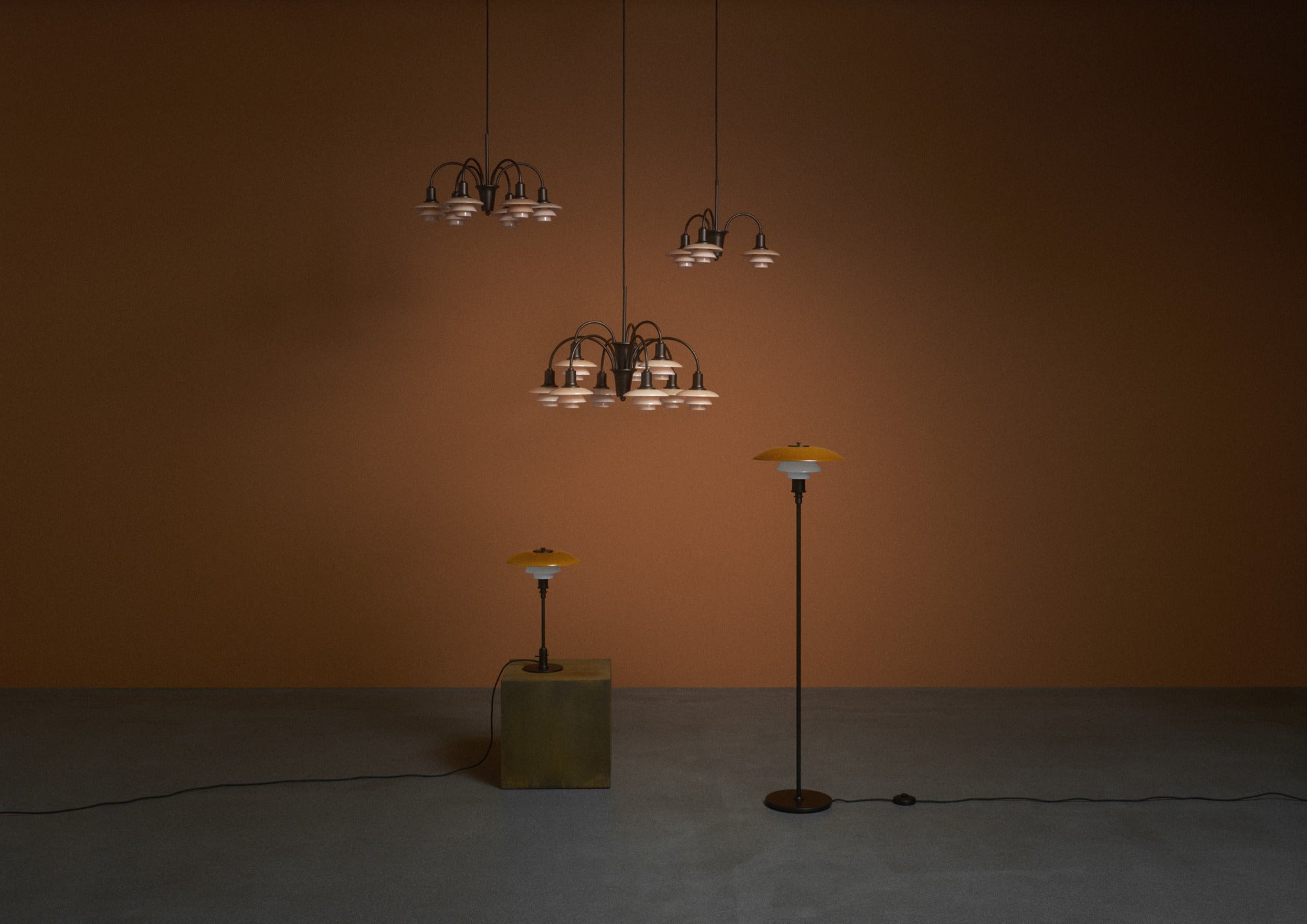 Stehlampe PH 3½-2½ bernsteinfarben