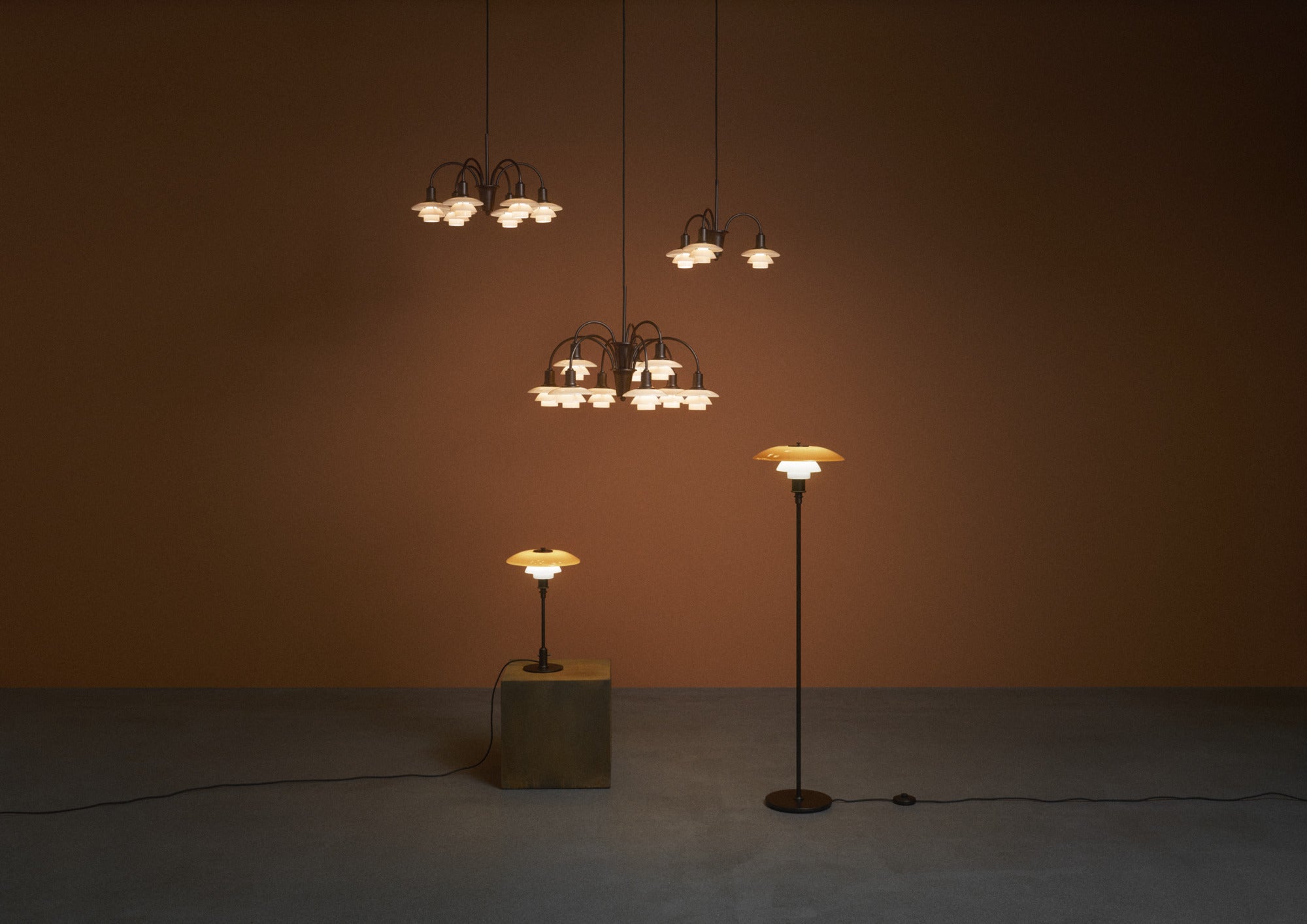 Stehlampe PH 3½-2½ bernsteinfarben