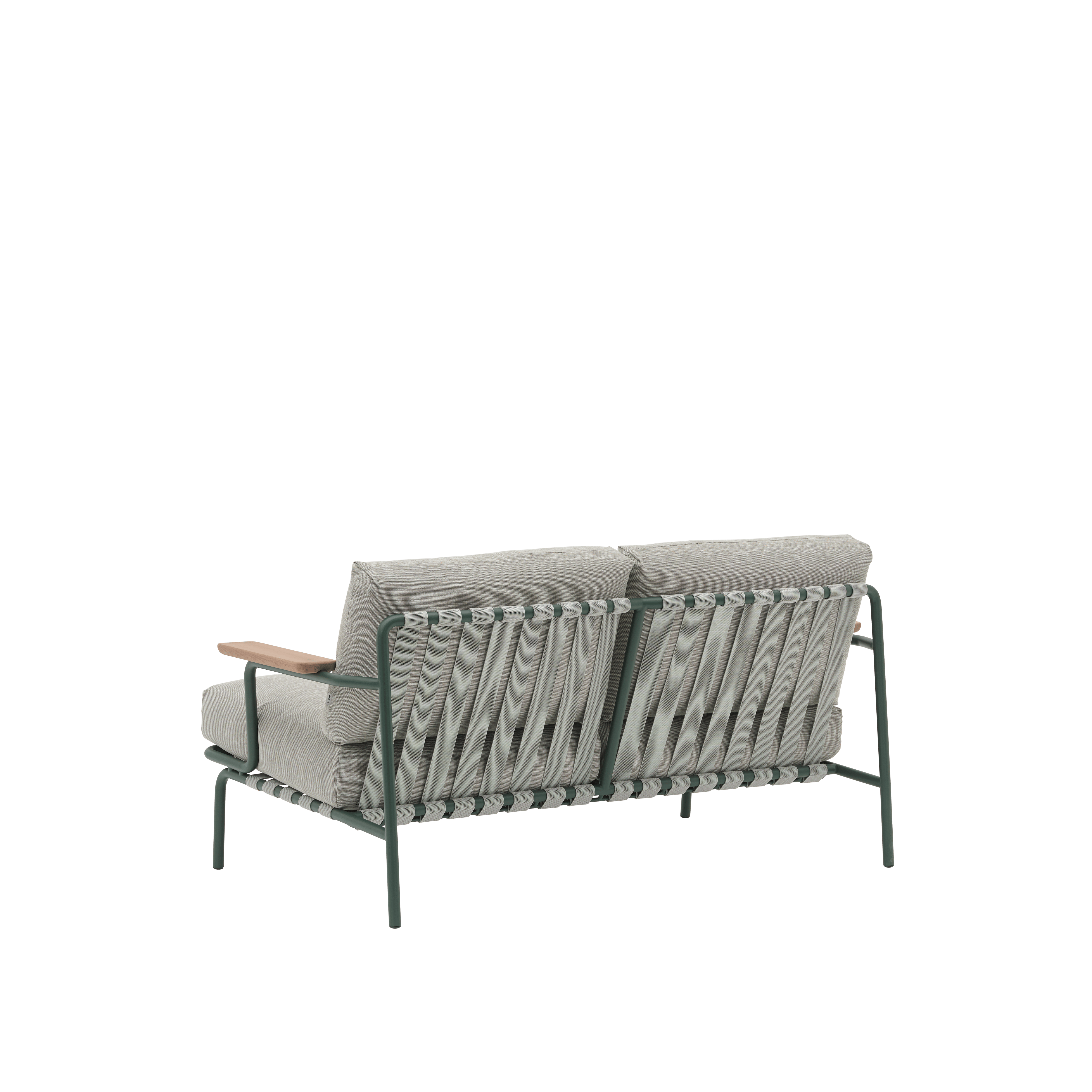 Outdoor 2-seater sofa with armrests SETTLE gray with green base [Amelia]