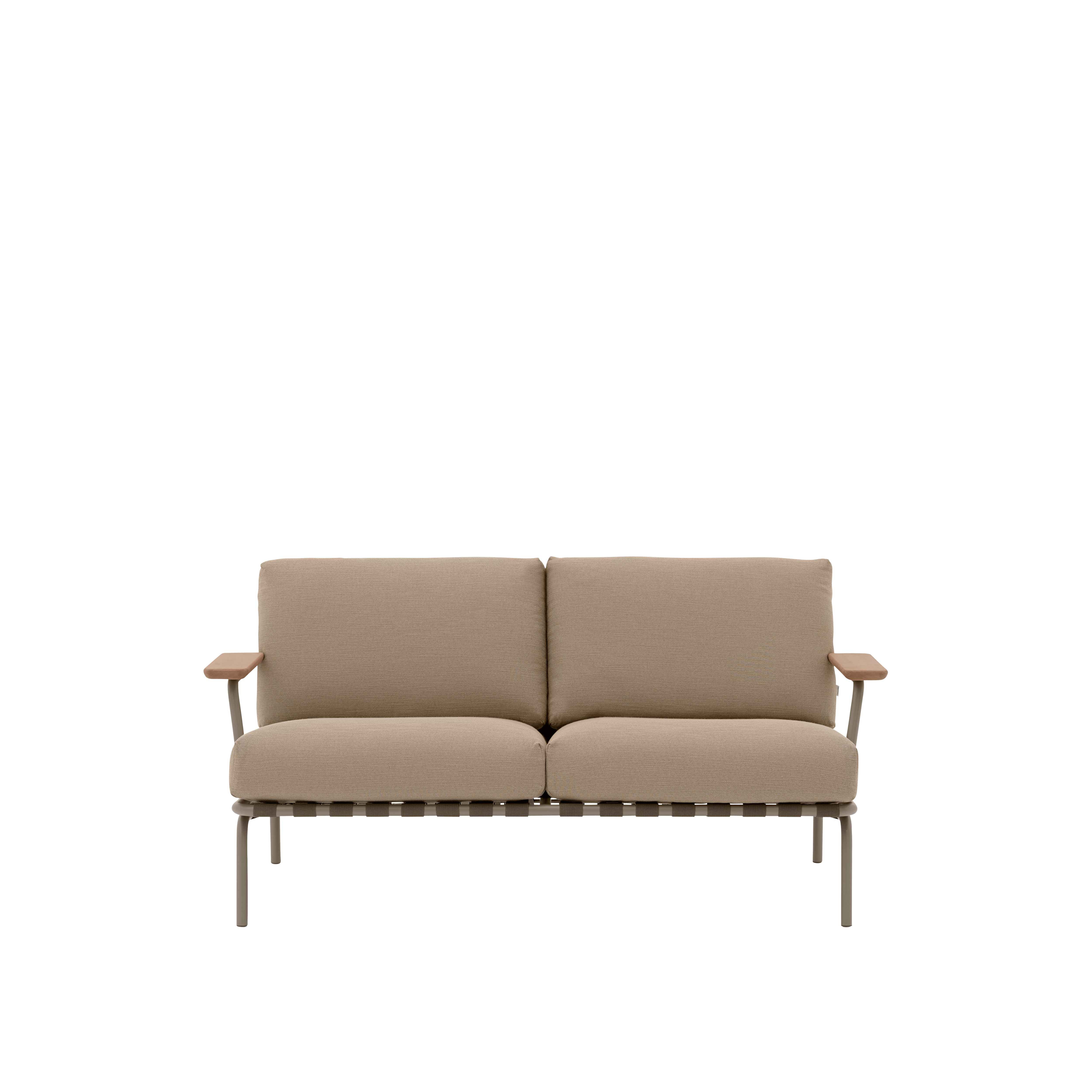 SETTLE Brown 2-Seater Sofa with Taupe Base and Armrests