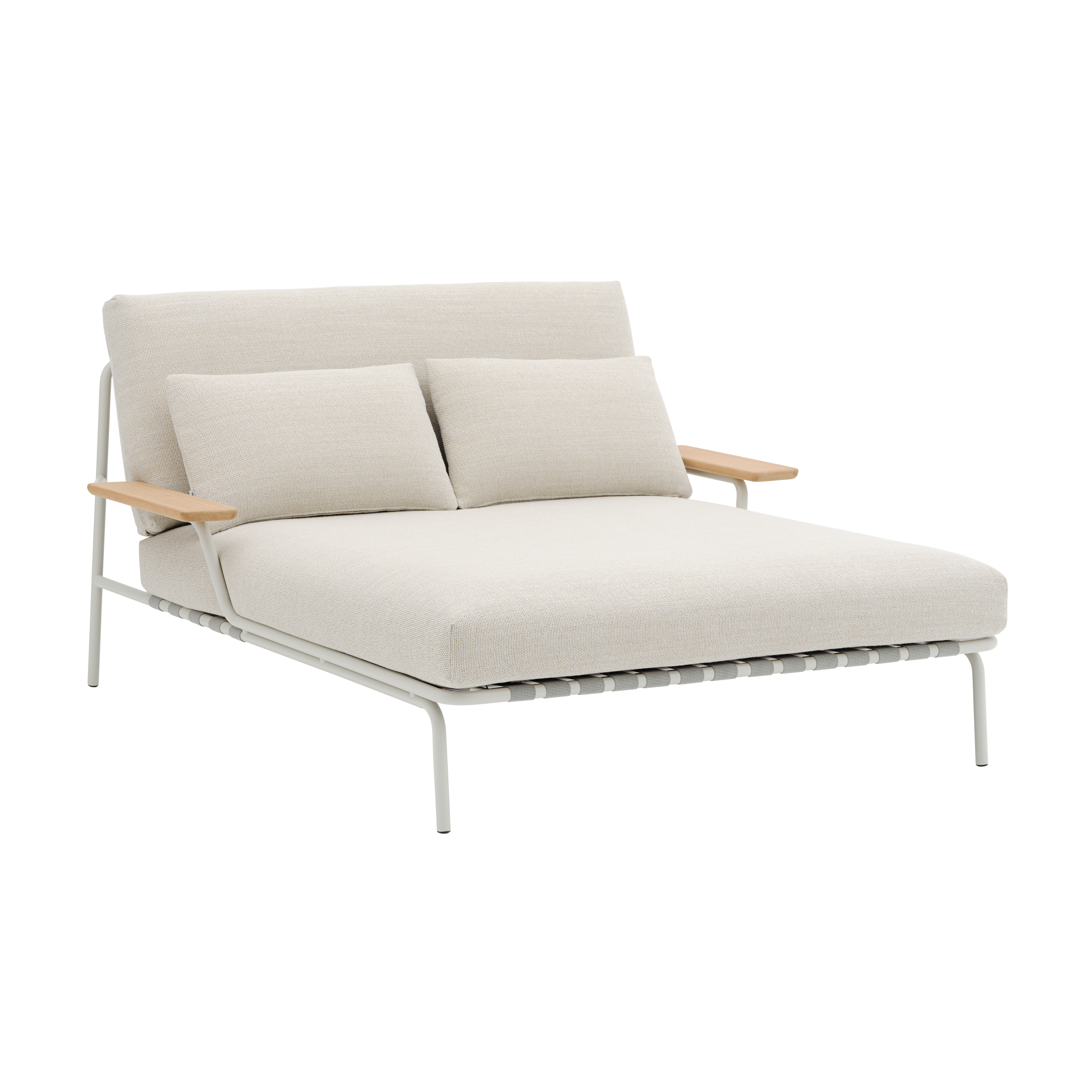 Outdoor Daybed with Armrests SETTLE Light Gray with Gray Base