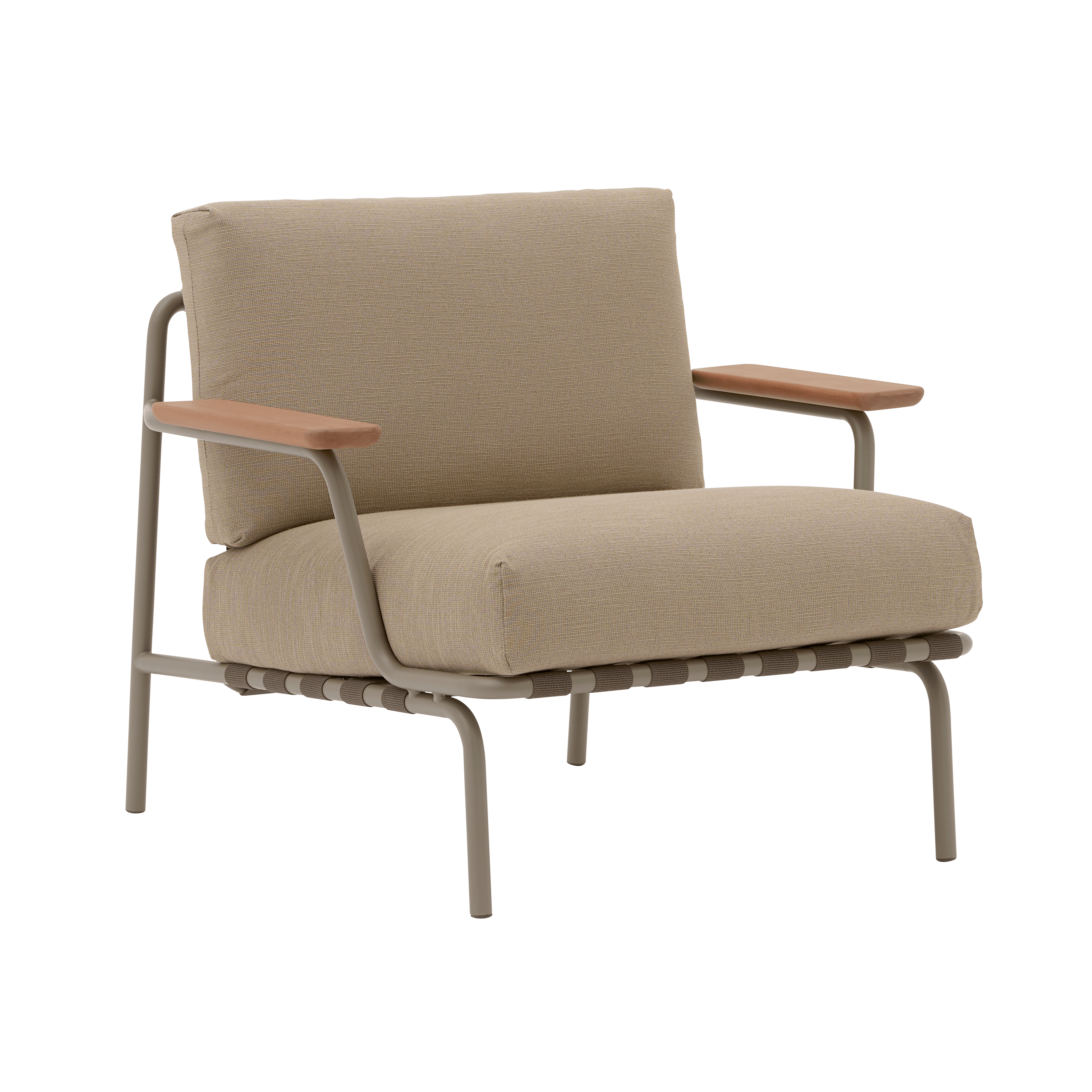 SETTLE brown outdoor armchair with taupe base [Amelia]