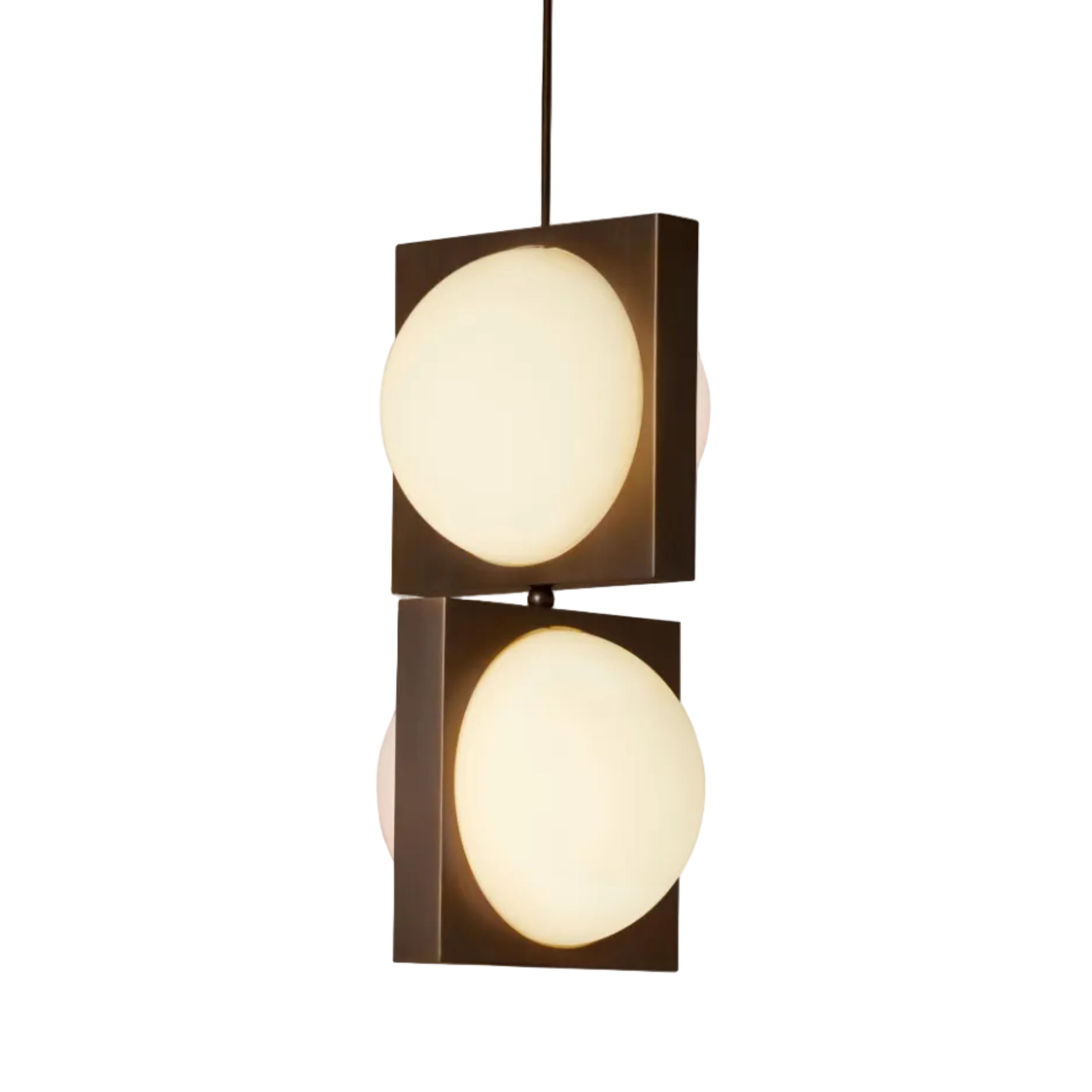 Lampa wisząca SOLSTICE DUO opalowy klosz z czernionym mosiądzem