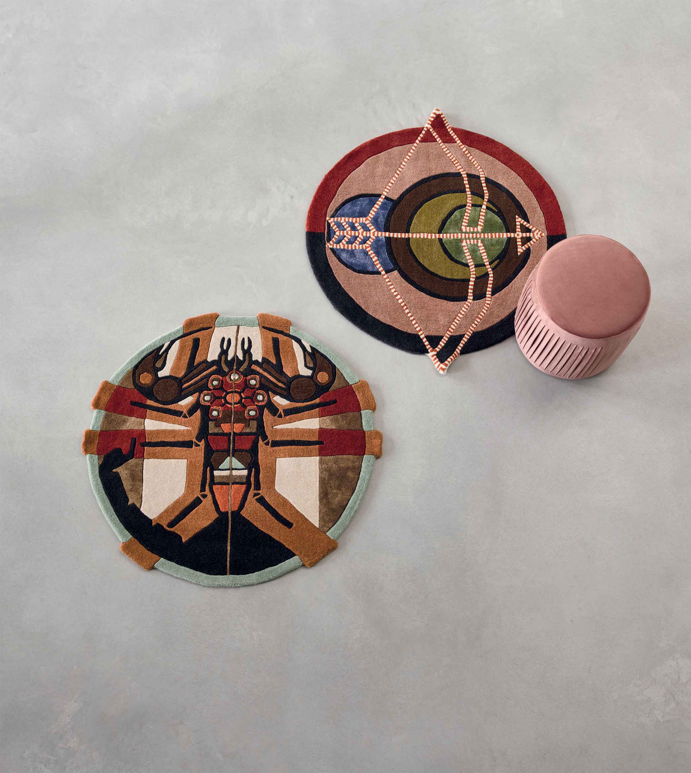 Round rug Zodiac coral sagittarius