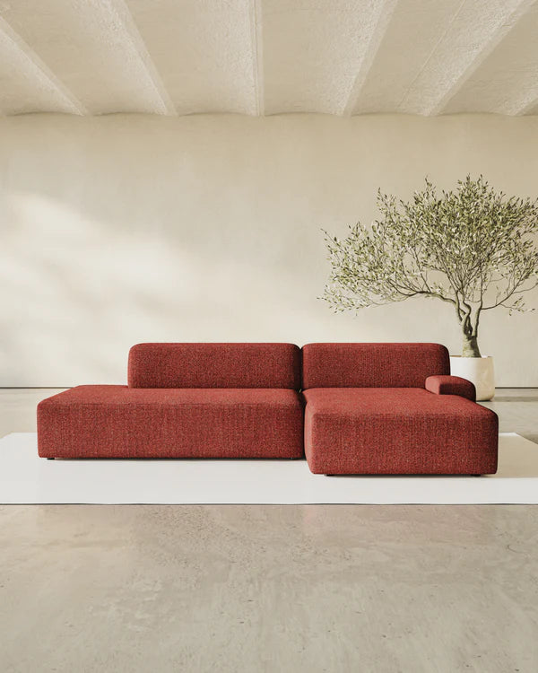 Sofa modułowa UMI - moduł otwarty prawostronny kasztanowy czerwony
