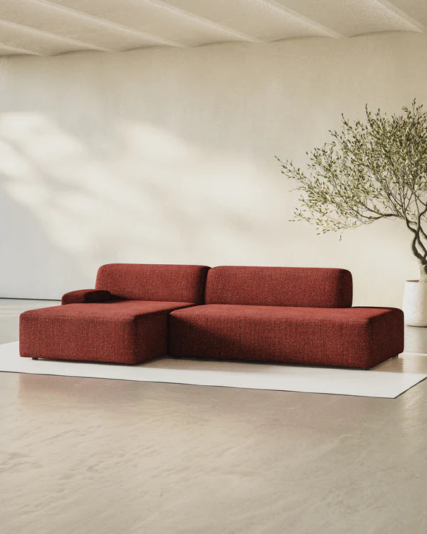 Sofa modułowa UMI - szezlong lewostronny kasztanowy czerwony