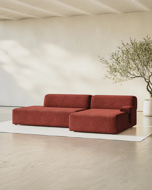 Sofa modułowa UMI - szezlong prawostronny kasztanowy czerwony