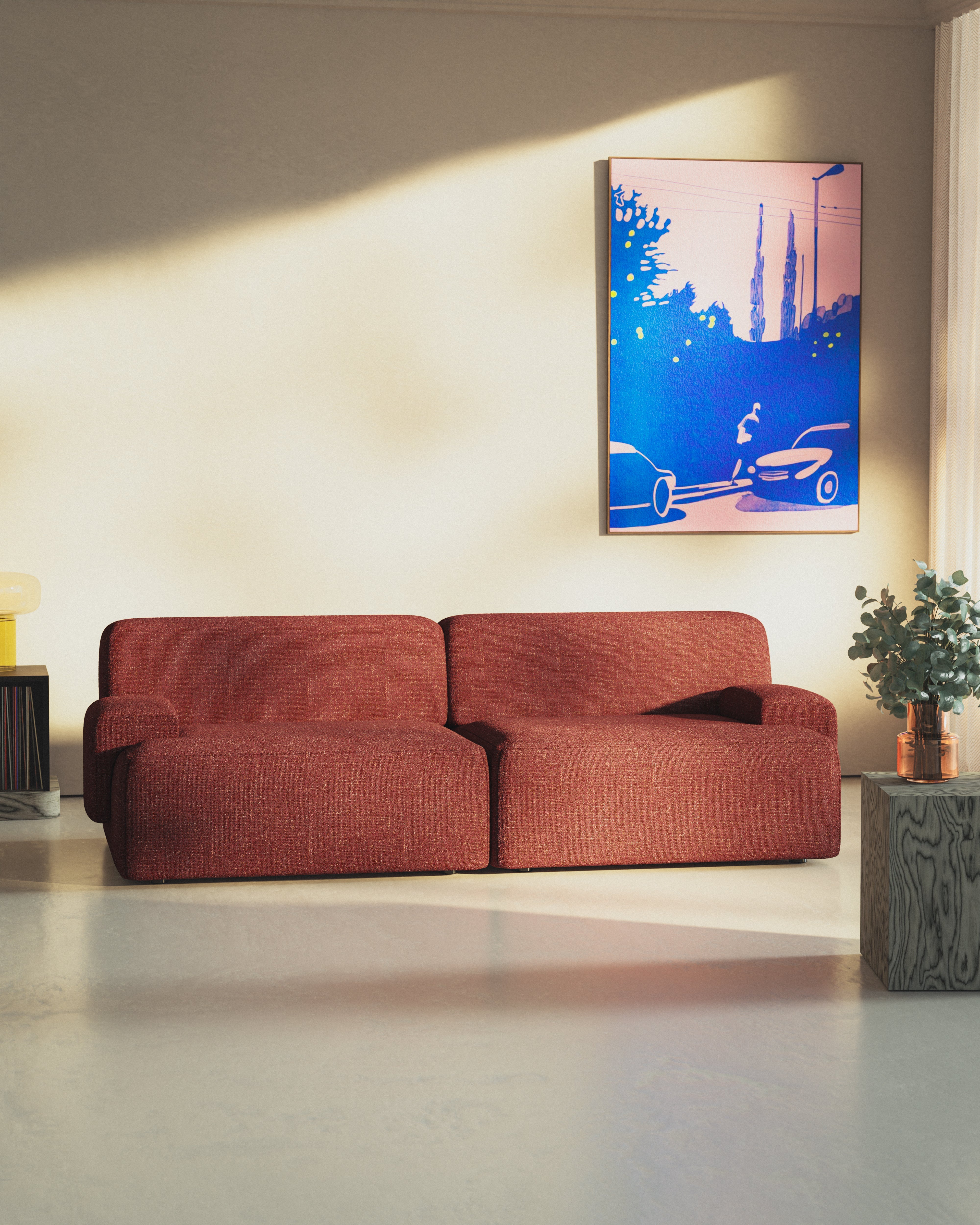 Sofa modułowa 2-osobowa UMI kasztanowy czerwony