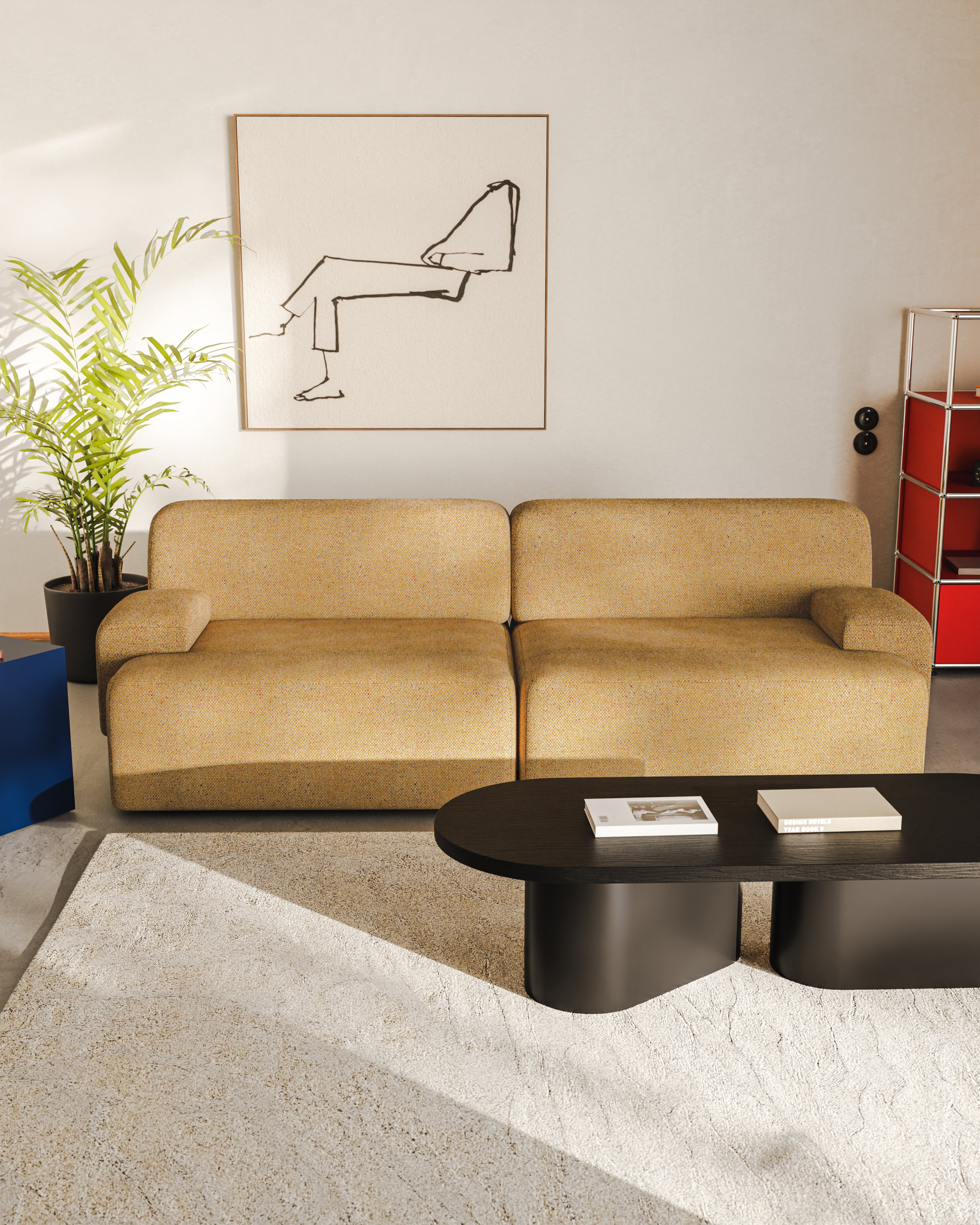 2-seater modular sofa autumn orange [Amelia]