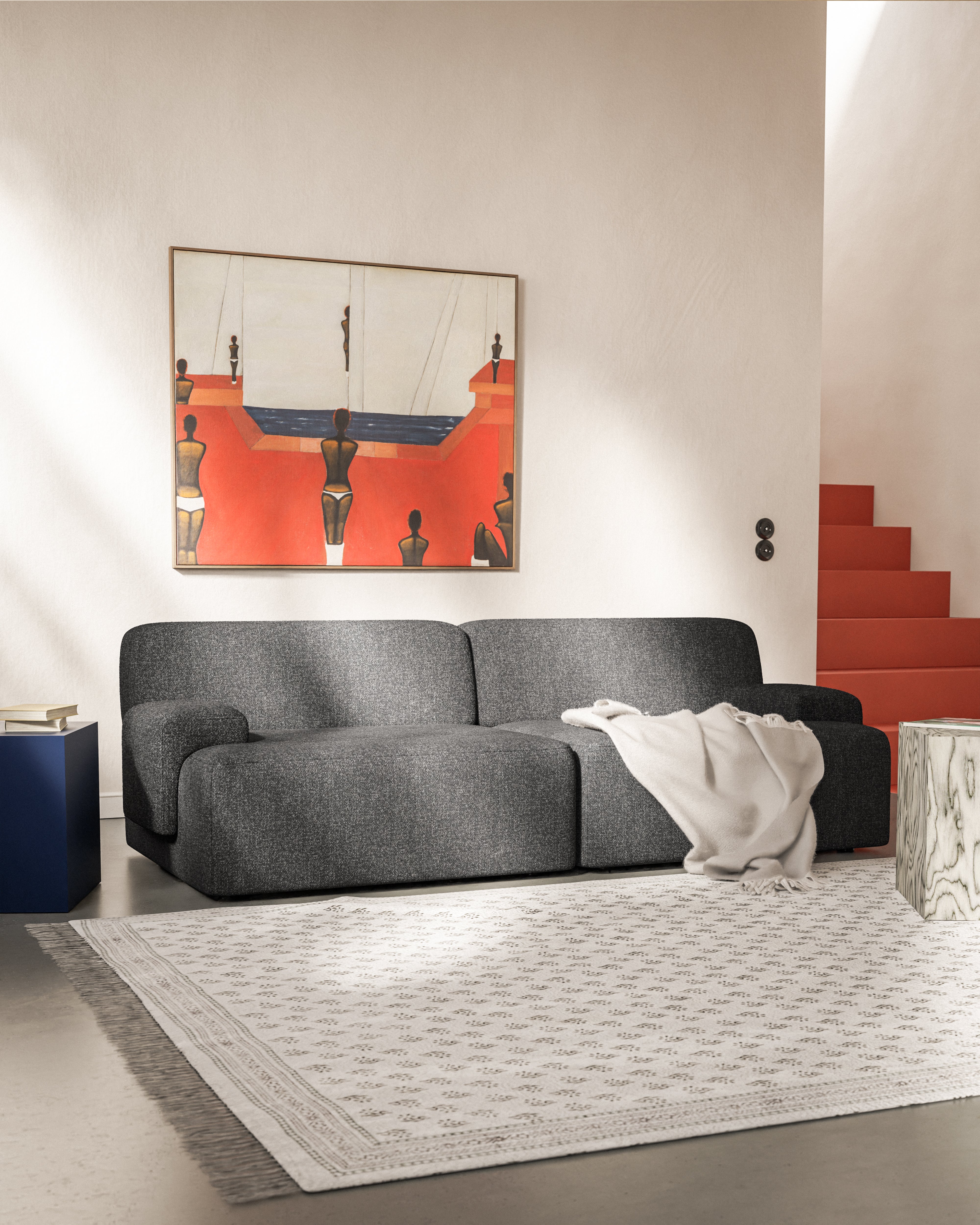 UMI gray modular 2-seater sofa