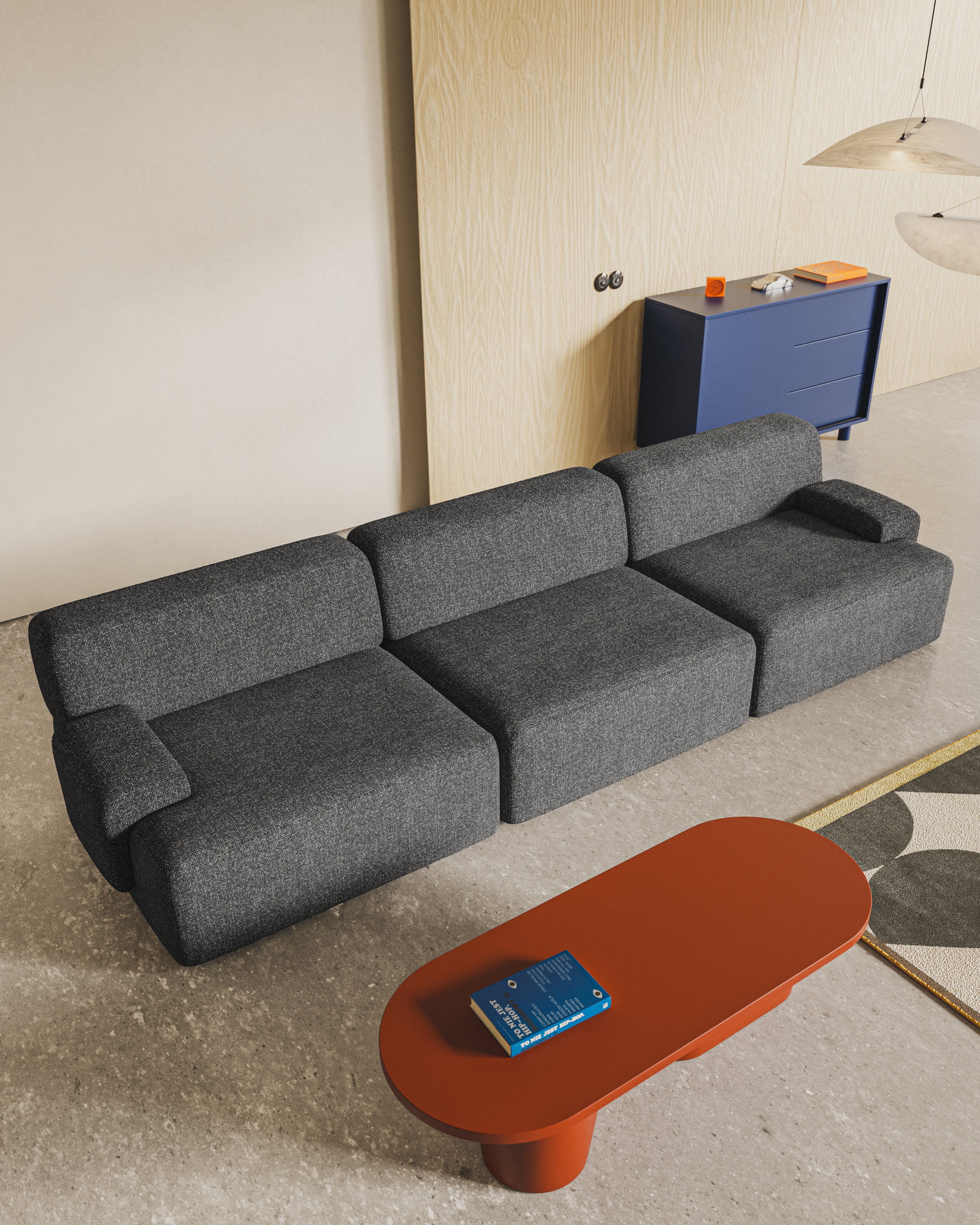 3-seater modular sofa UMI gray [Amelia]