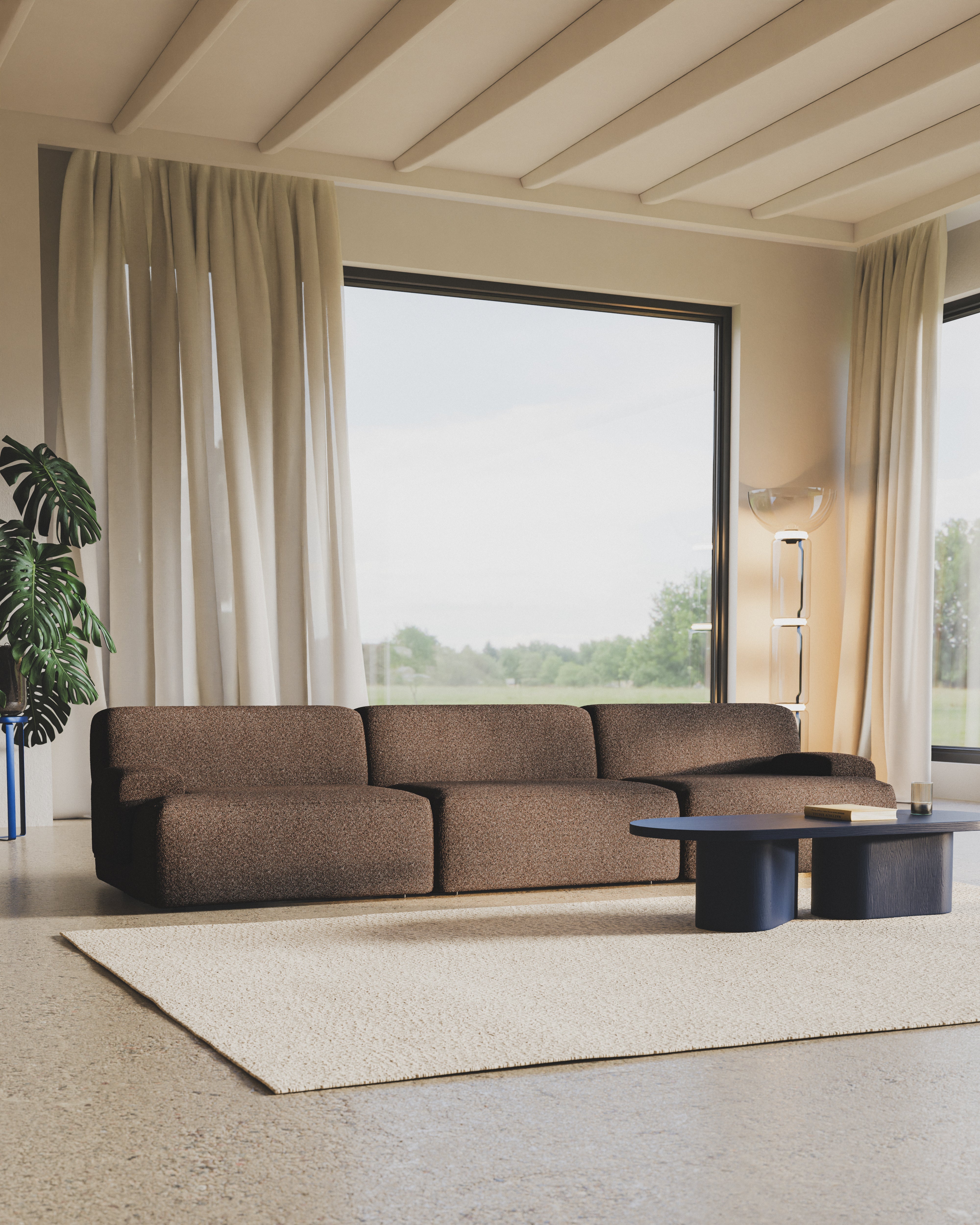3-seater modular sofa UMI brown [Amelia]