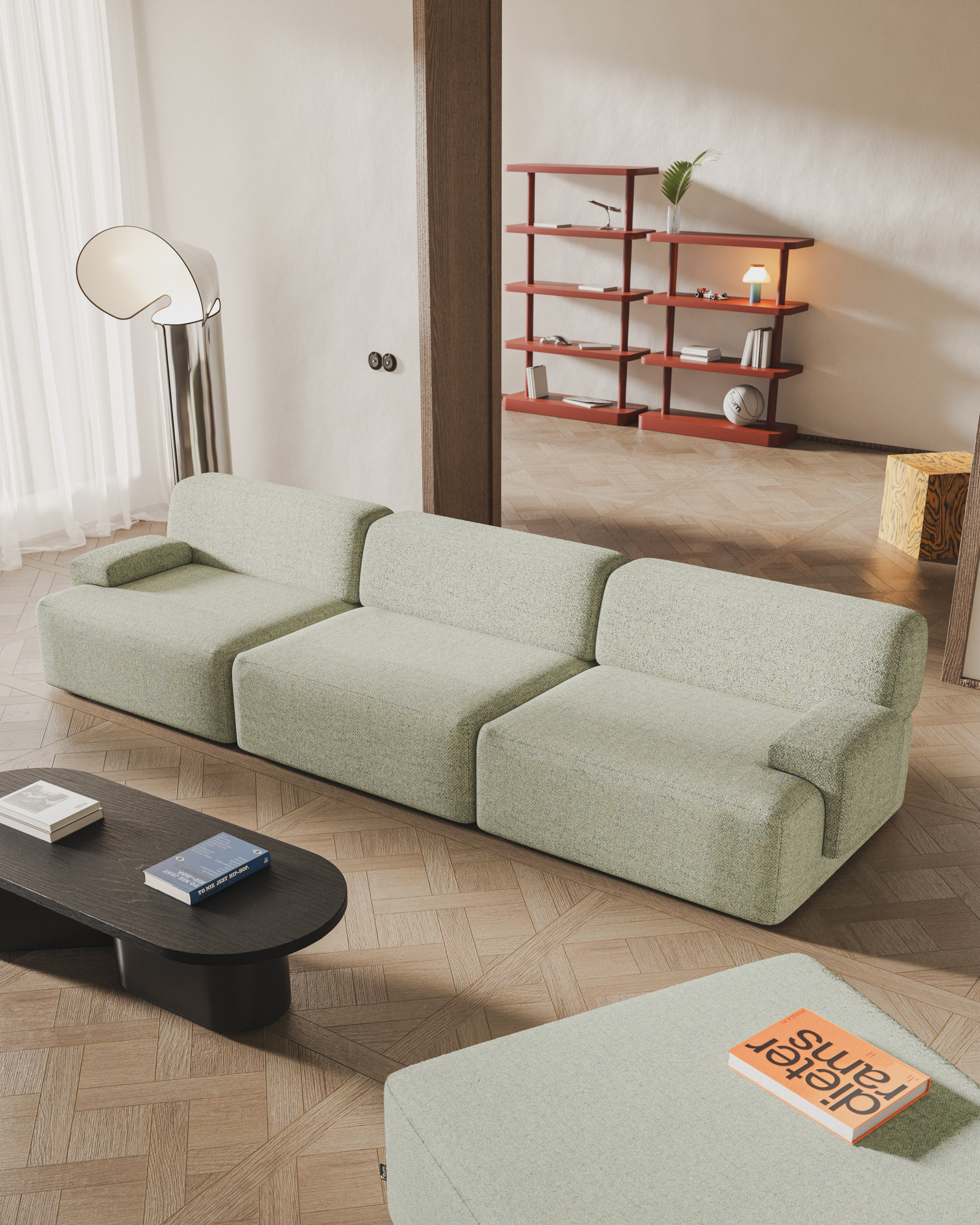 3-seater modular sofa light green [Amelia]