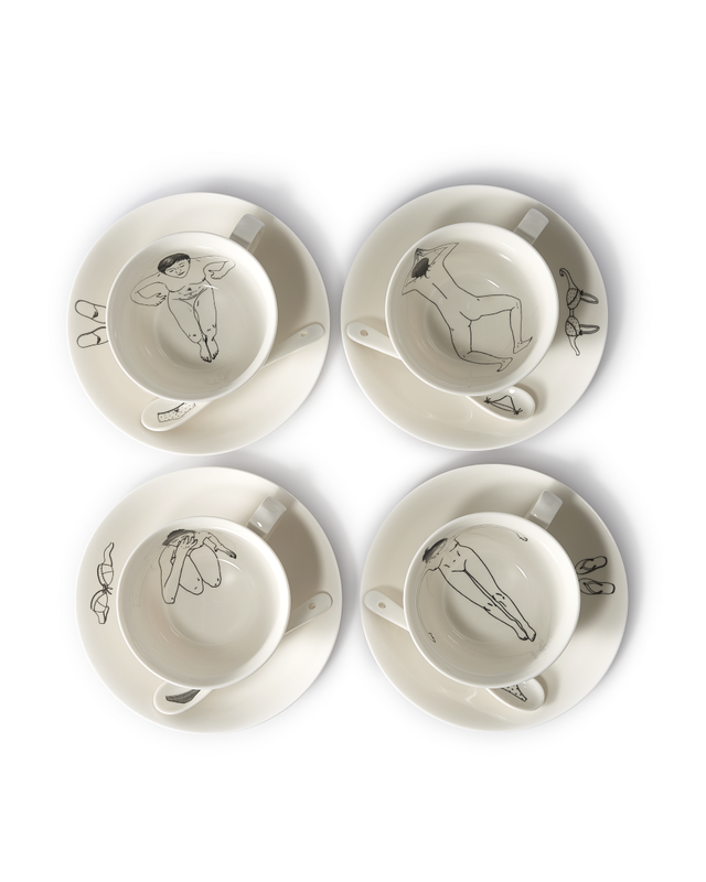 Zestaw filiżanek UNDRESSED biała porcelana