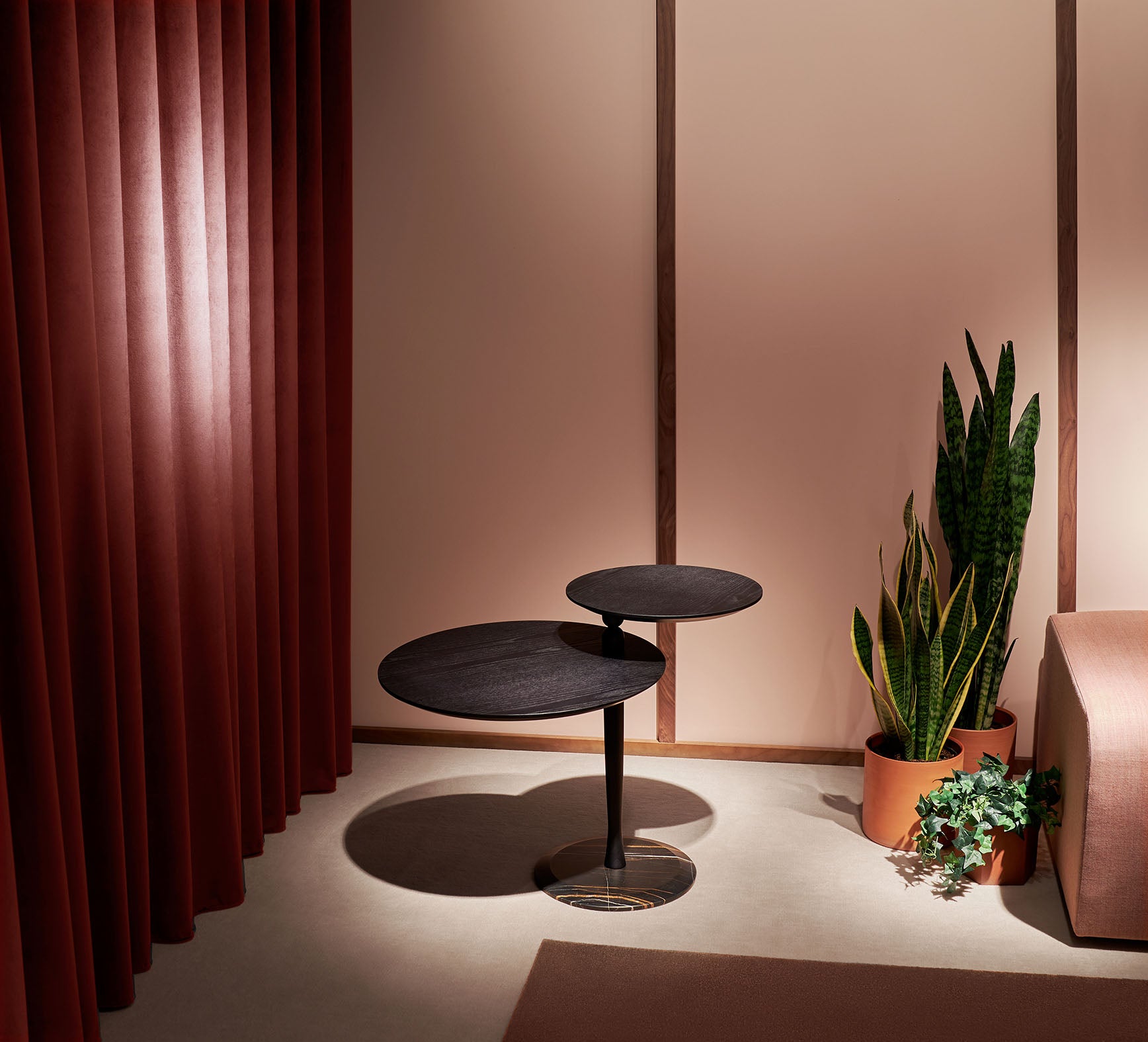 Stolik kawowy VAIVEN drewno z marmurem