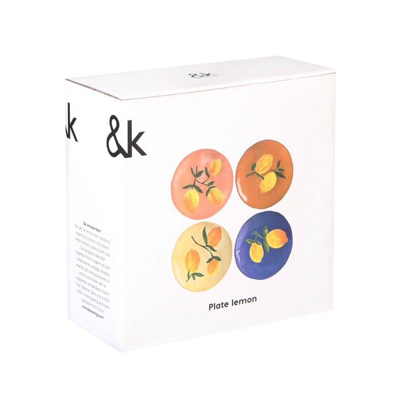 Set von Untertassen LEMON FULL farbige Steinzeug