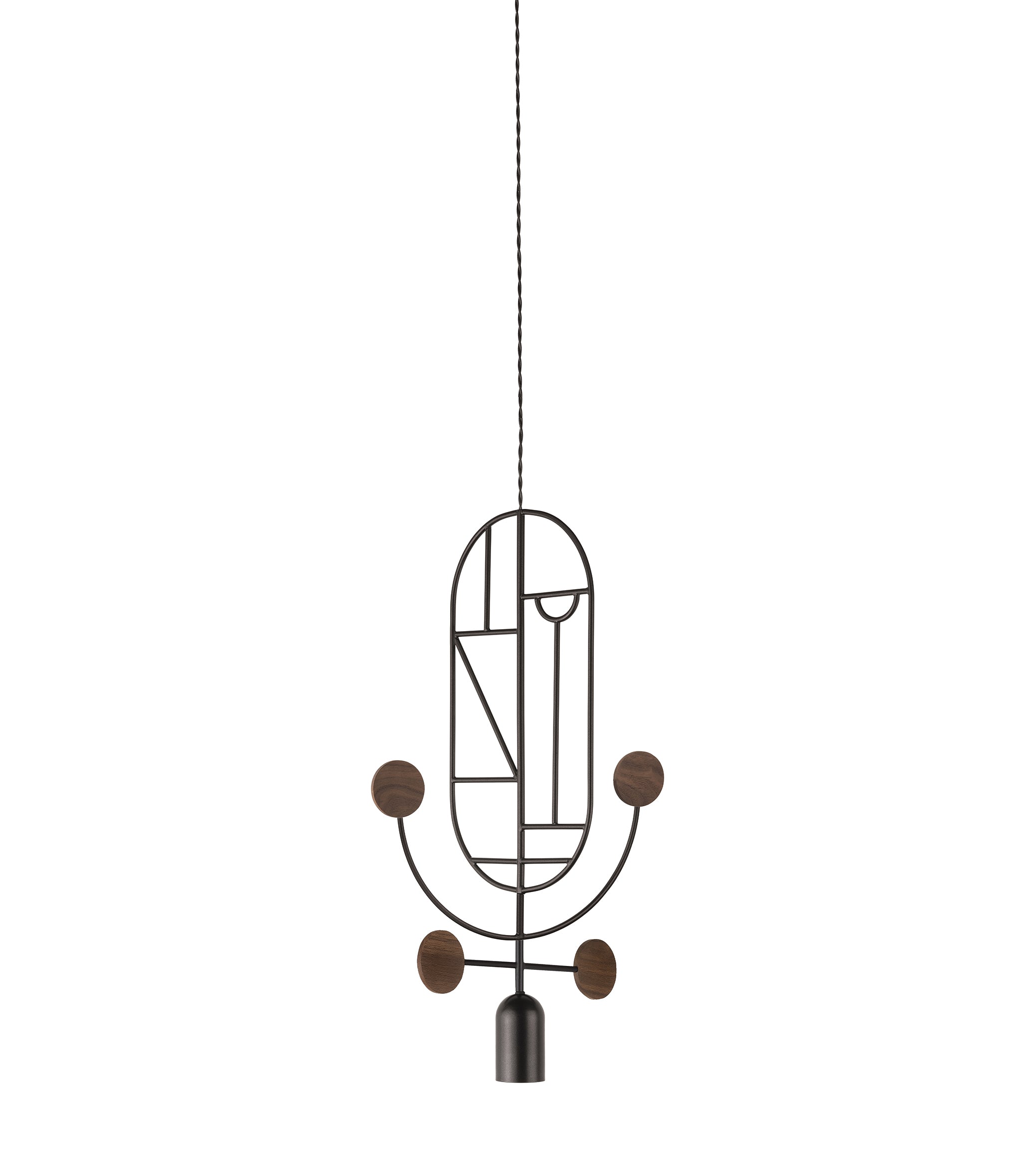 WOODEN DOTS WDS05 Pendant Lamp in Graphite with Walnut Wood